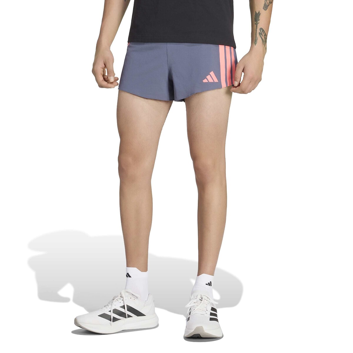 Short de running, slim, ADIZERO gris/rouge, adidas Performance