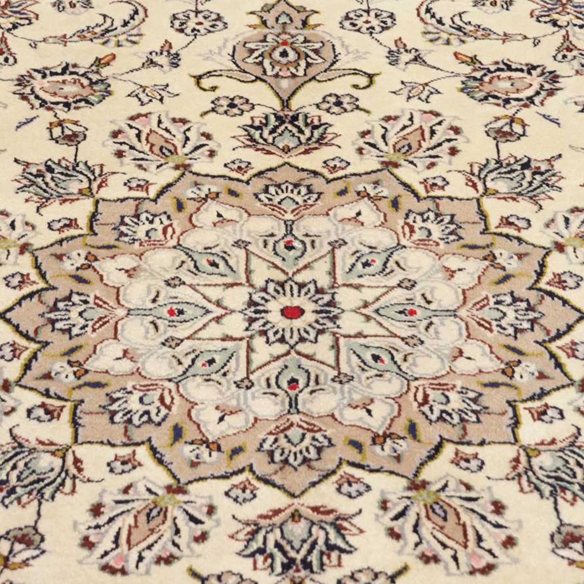 Tapis d'orient au motif oriental noué à la main, KASHAN 3 crème, beige, bleu, UN AMOUR DE TAPIS