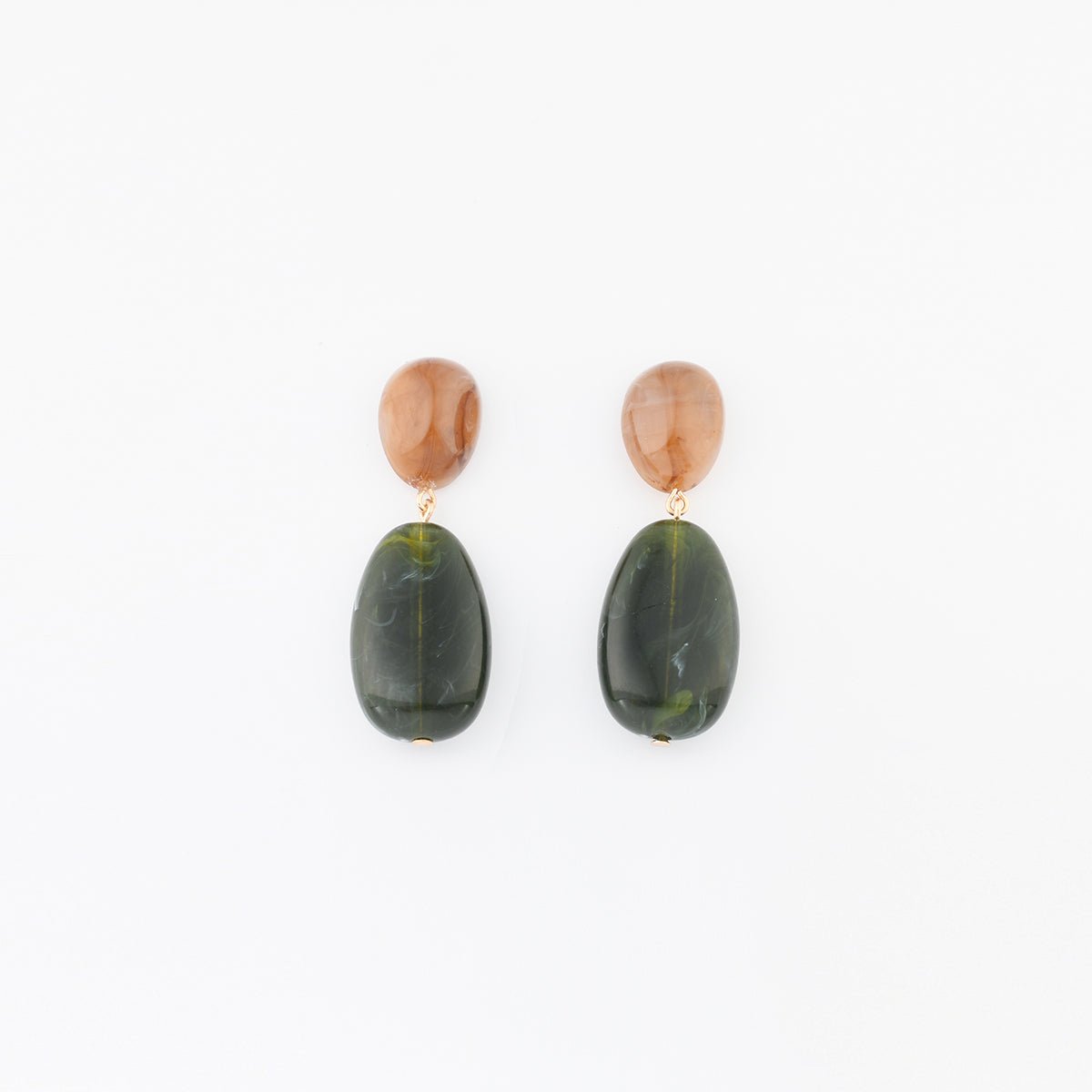 Boucles d'oreilles galets en résine vert vert, BALABOOSTE
