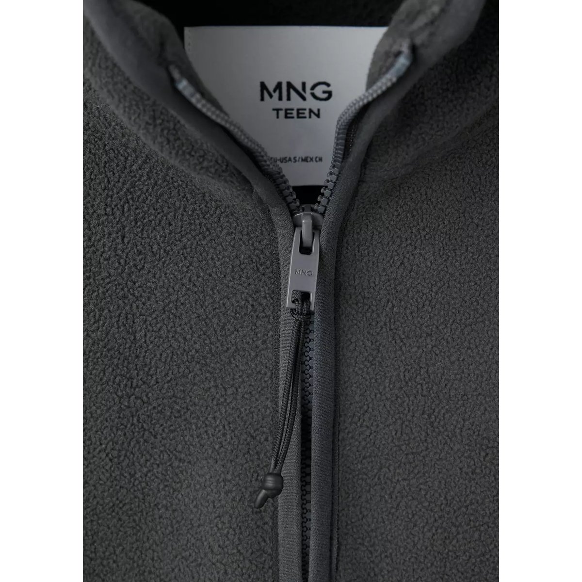 Sweat-shirt polaire col zippé gris anthracite, MANGO TEEN