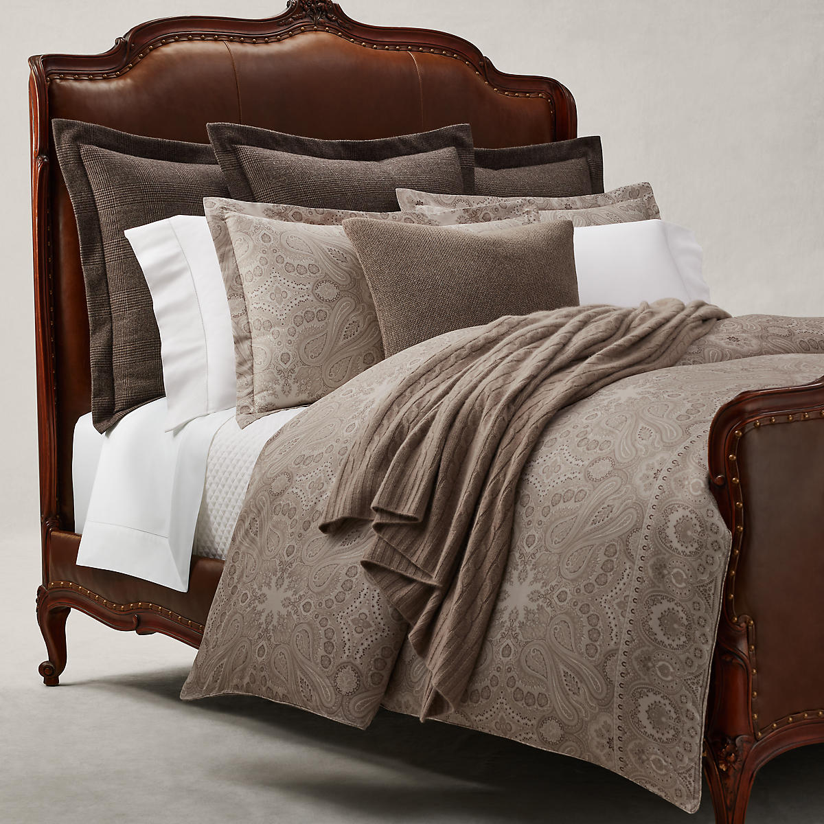 Housse de couette en satin, BEAUMONT stone, RALPH LAUREN HOME