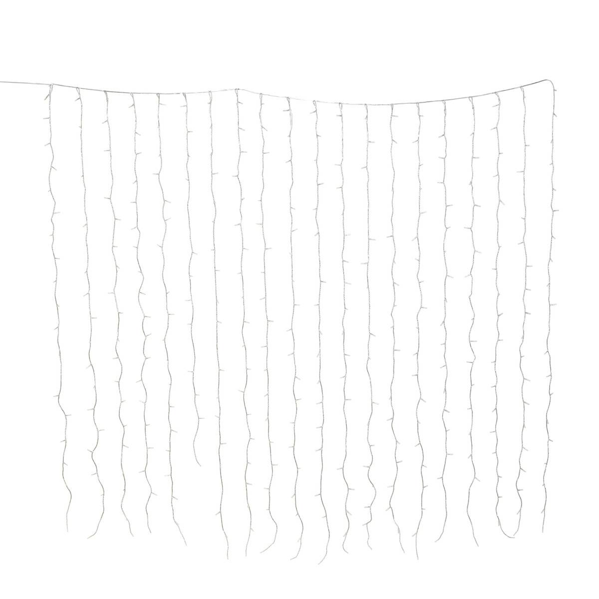 Rideau lumineux de façade d'extérieur 2 x 2 m 400 LED blanc froid 8 fonctions solaire transparent, ATMOSPHERA
