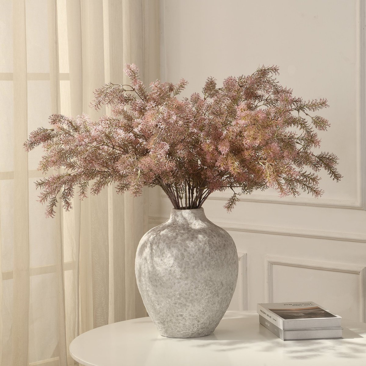 Tige de ming fern artificielle H93 LES ESSENTIELS rose, SIA