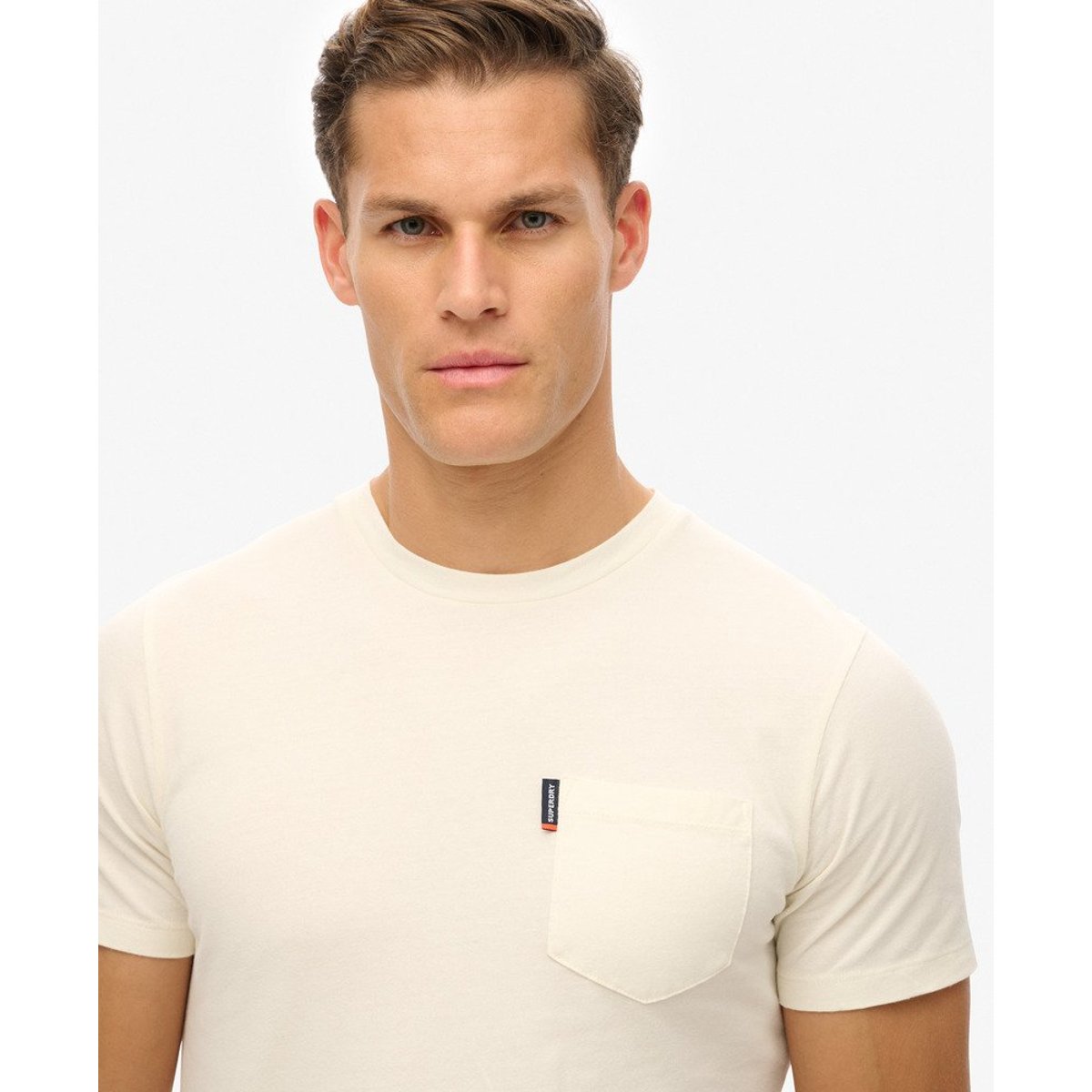 T-shirt Essential Classique à Poche blanc cassé, SUPERDRY