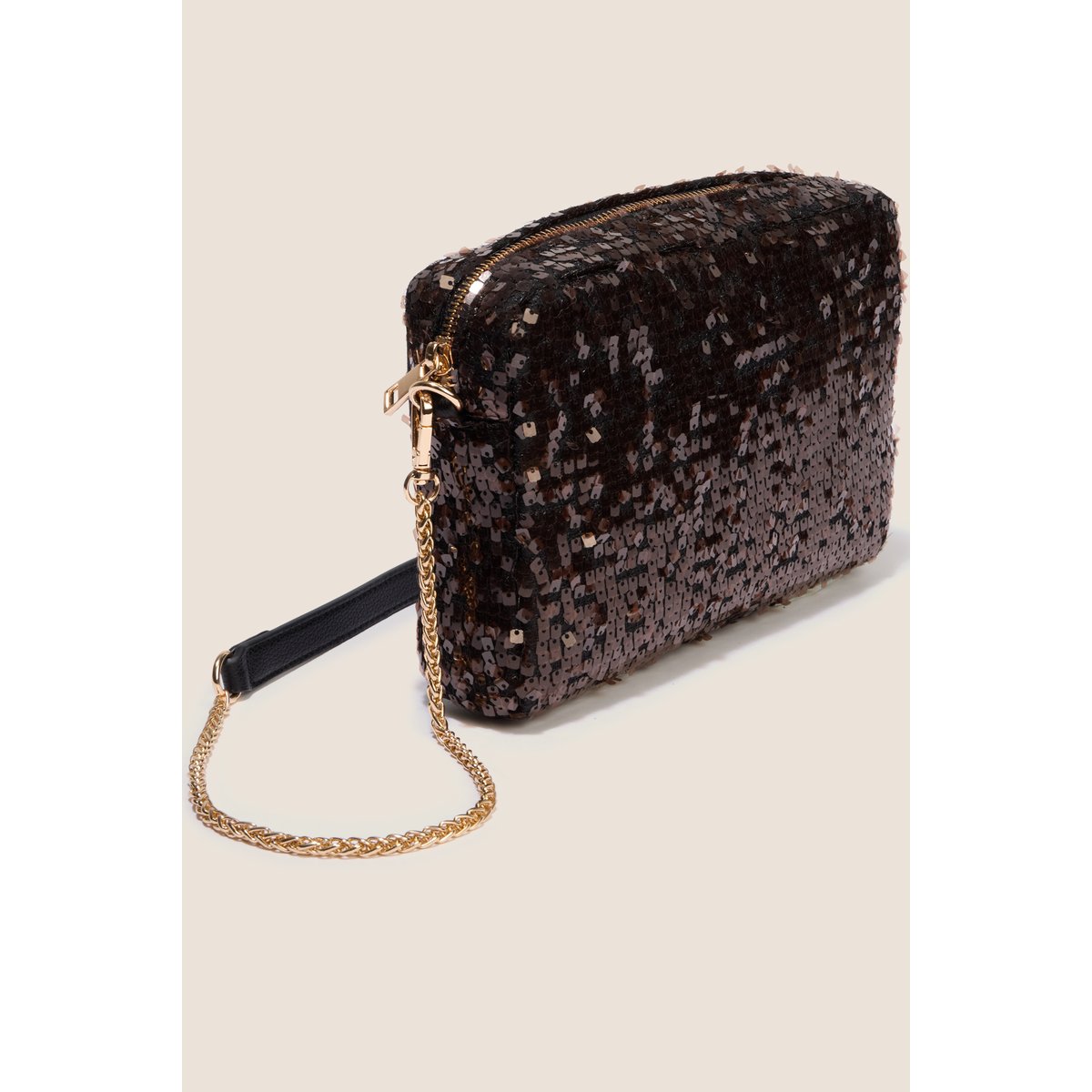 Sac en bandoulière à sequins marron cognac, BREAL