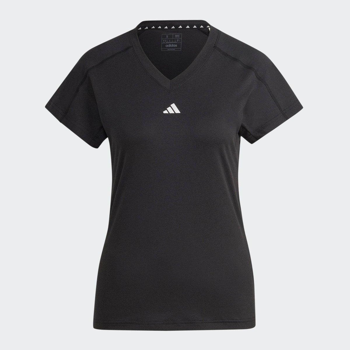 T-Shirt Col En V Logo Minimaliste Aeroready Train Essentials black, adidas Performance