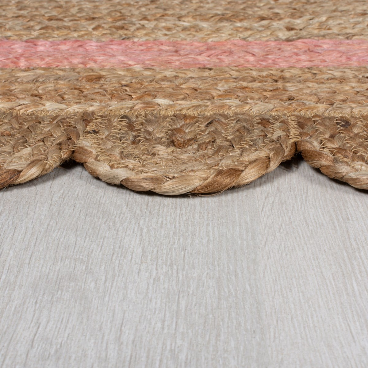 Tapis salon et chambre en jute FLOWER JUTE rose, NOVATREND