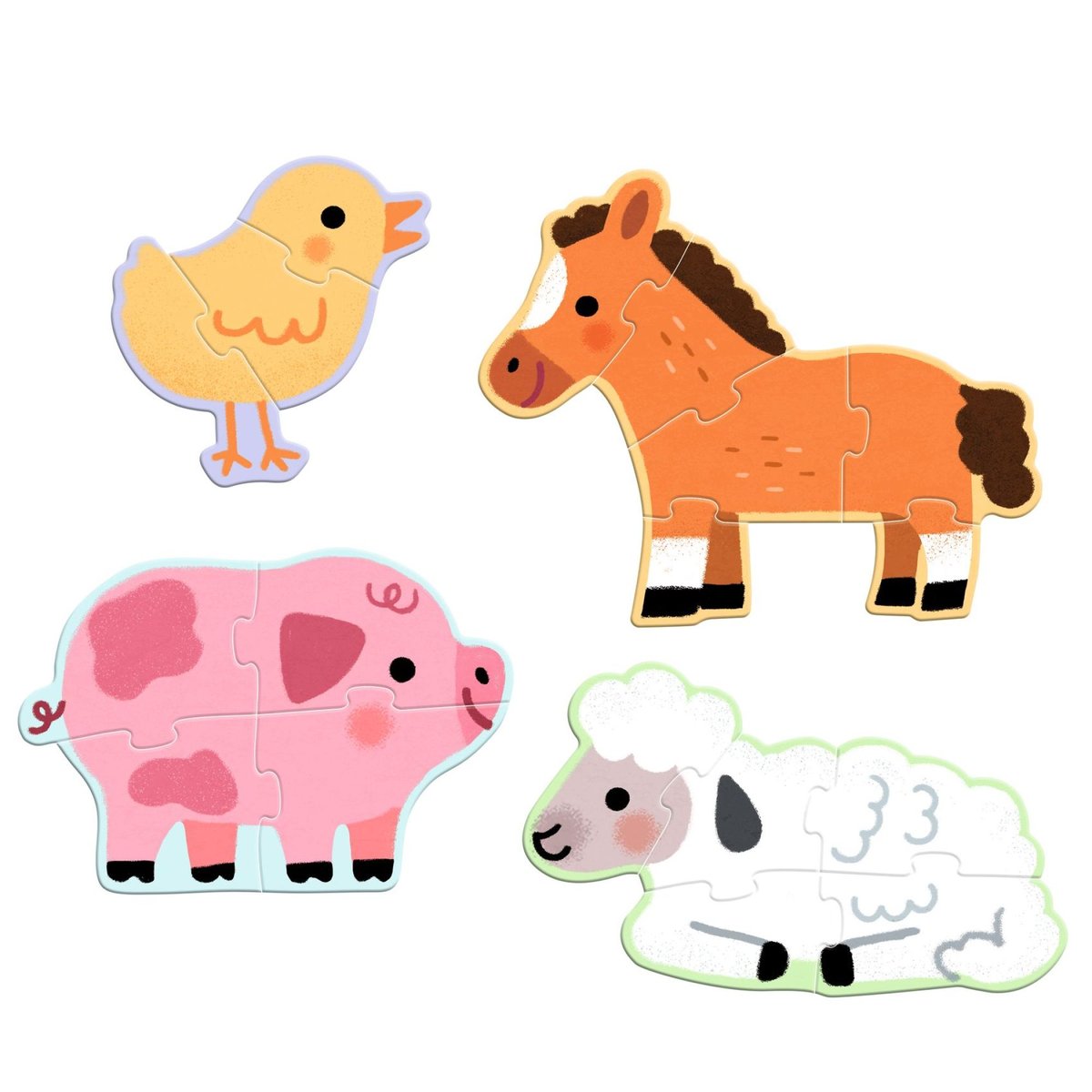 Puzzles primo - à la ferme 3, 4, 5 et 6 pièces à la ferme, DJECO
