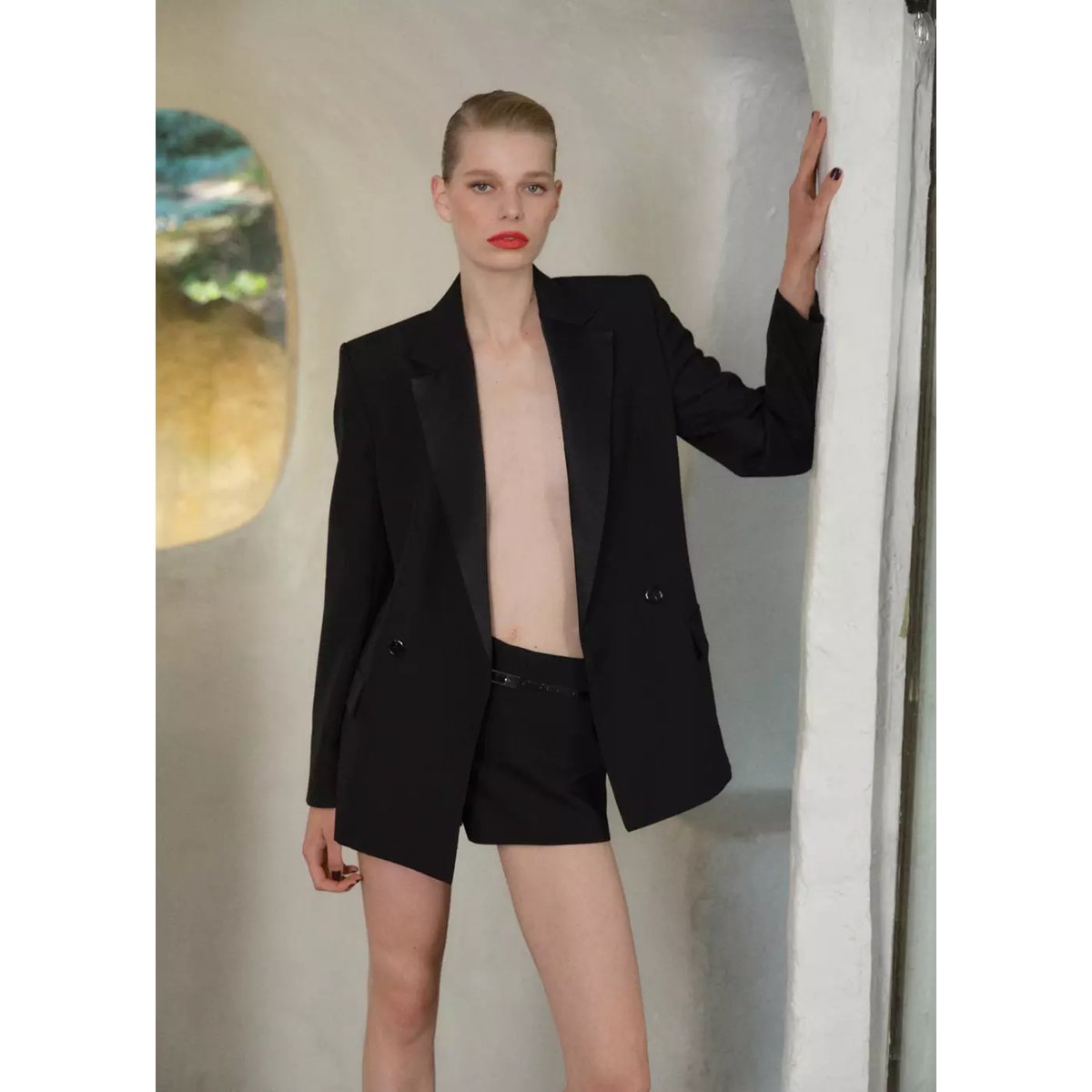 Blazer costume double boutonnage noir, MANGO
