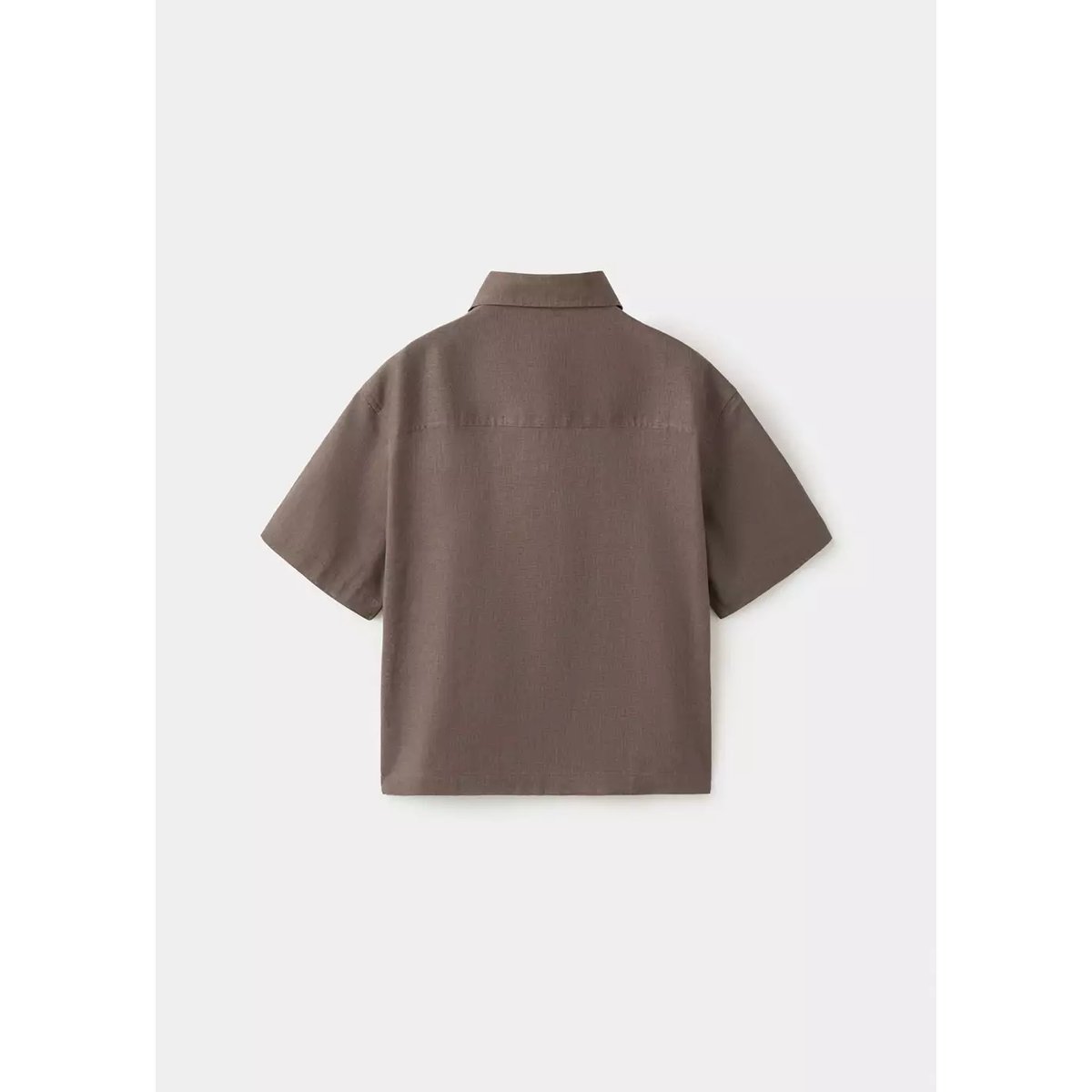 Chemise lin manches courtes marron, MANGO KIDS