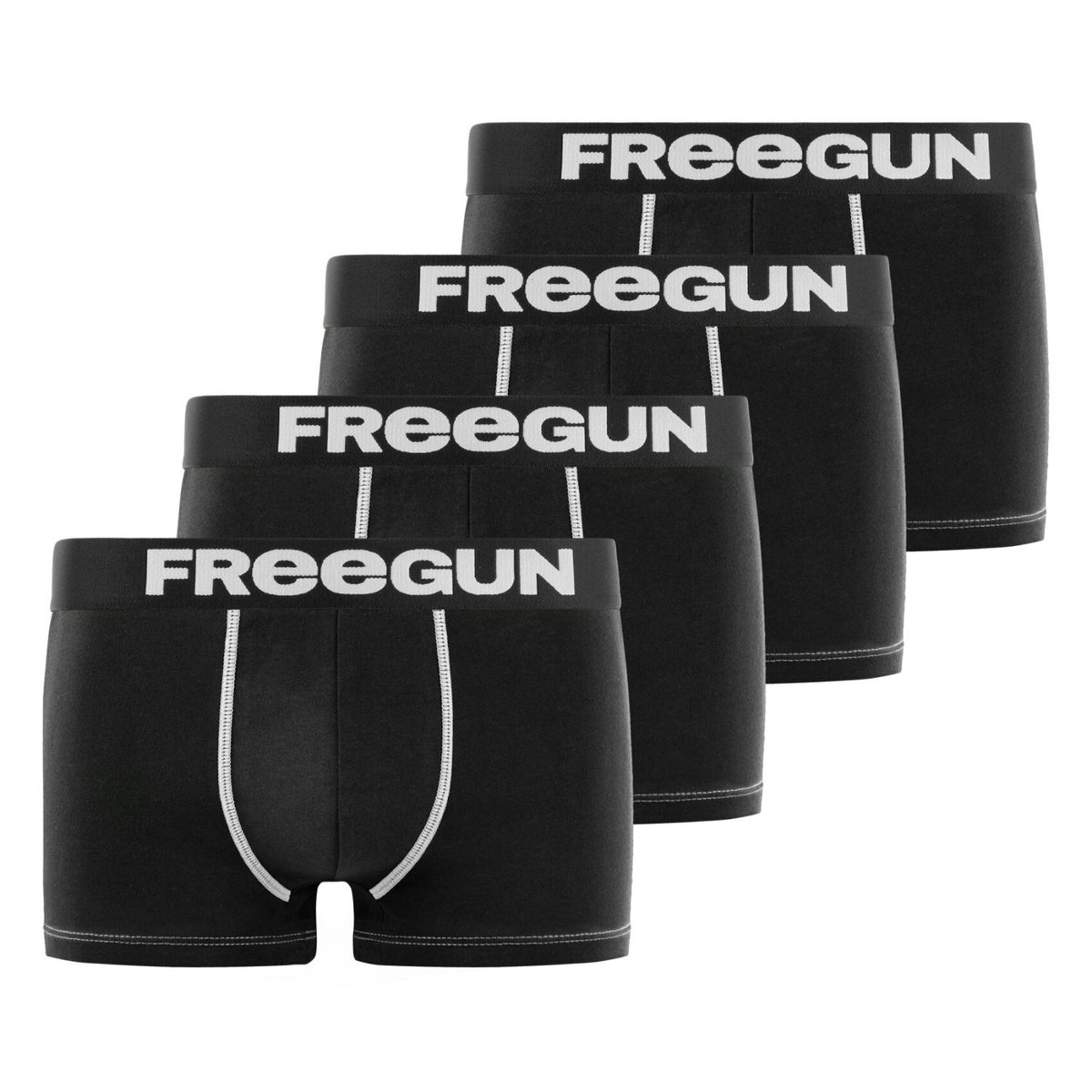 Lot De 4 Boxers Microfibre noir/blanc, FREEGUN