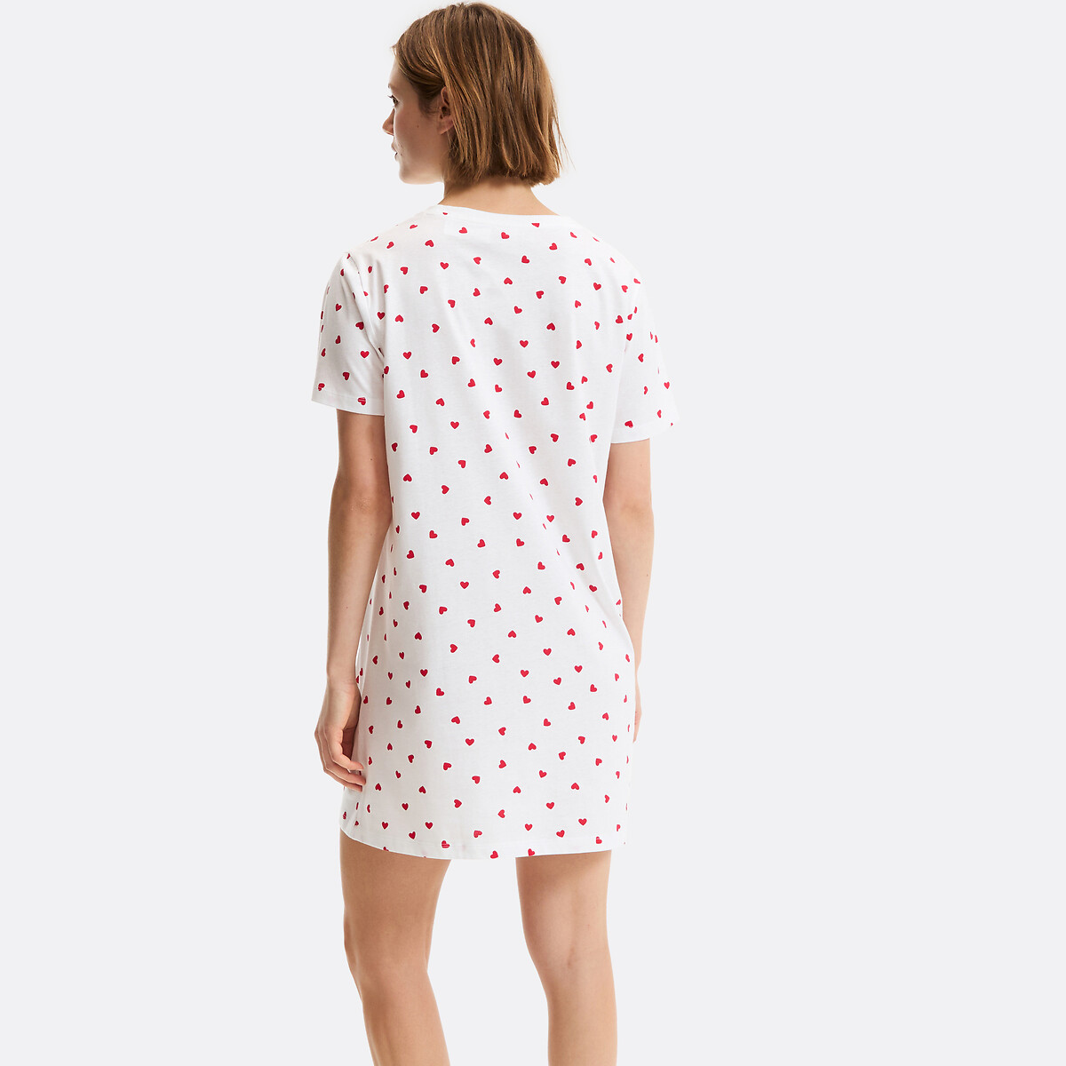 Chemise de nuit, imprimé coeurs, jersey pur coton imprimé coeurs, LA REDOUTE COLLECTIONS