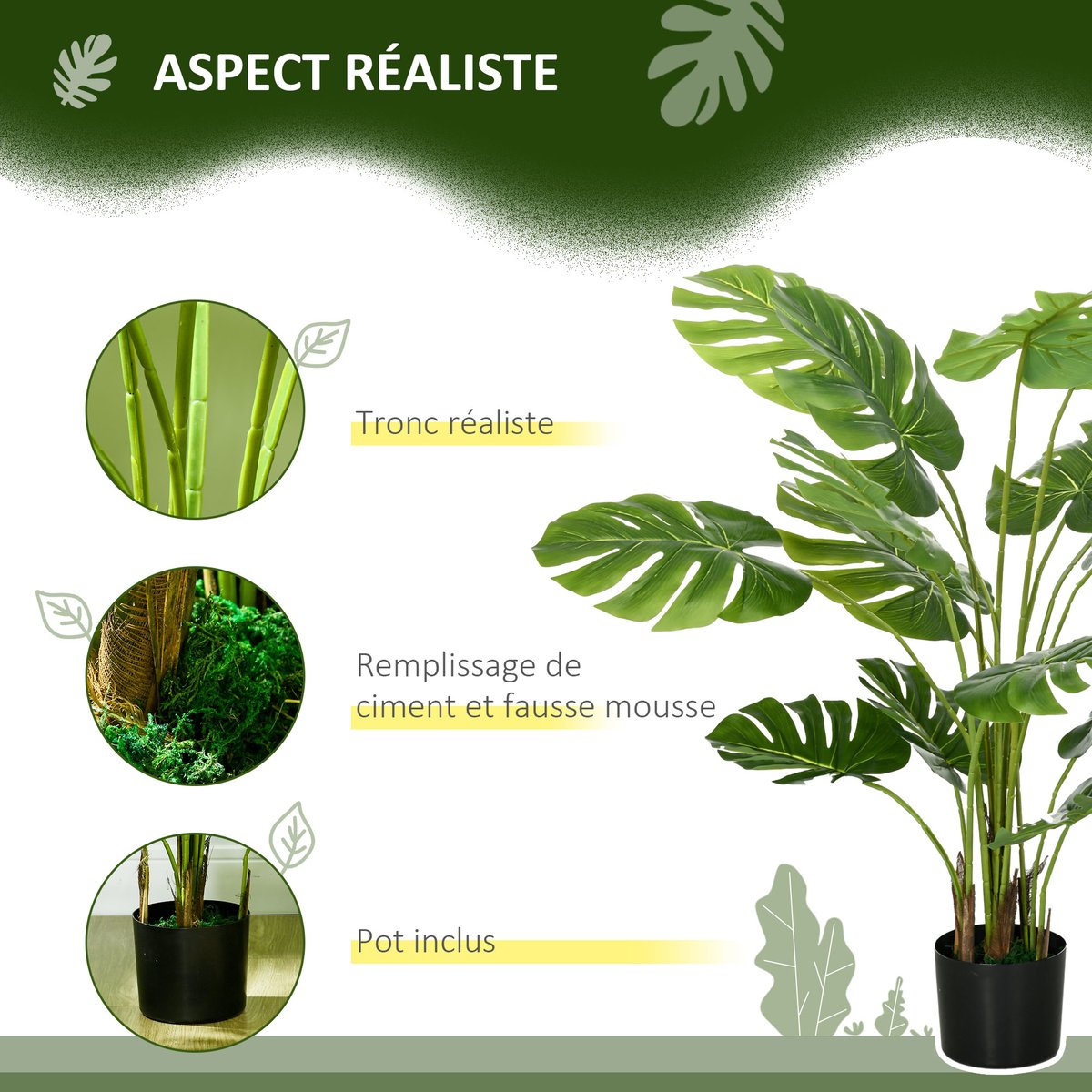 Plantes artificielles Plastique Vert vert, HOMCOM