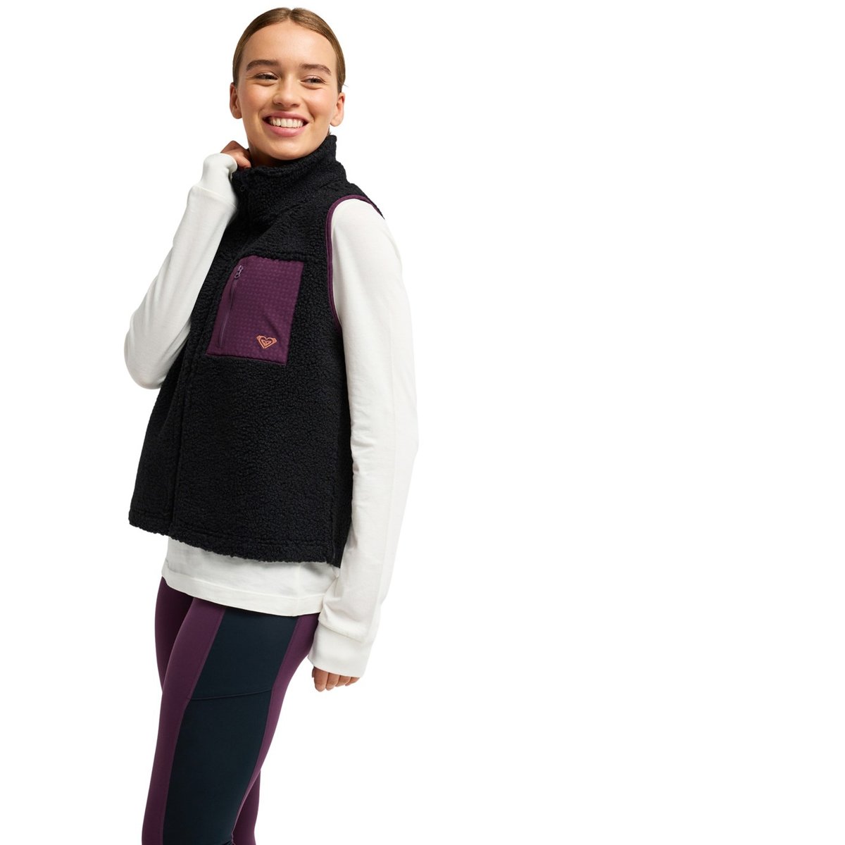 Gilet de sport en sherpa BOUNDLESS SPIRIT 2. noir anthracite, ROXY