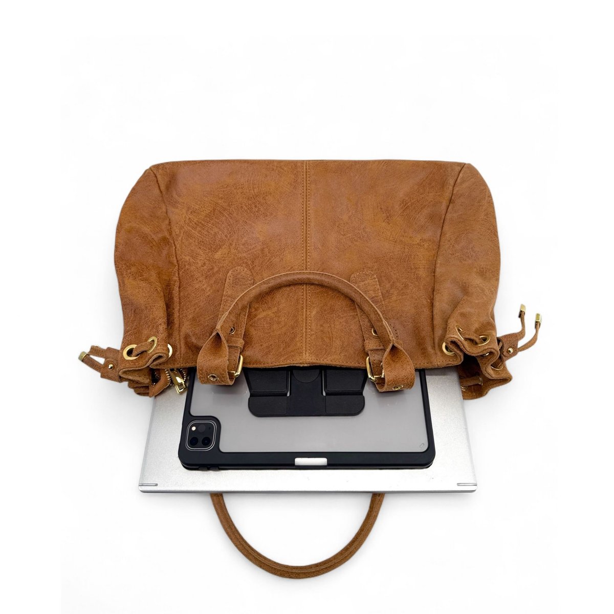 Sac bowling en cuir brossé PRINCESSE BROSSEE XL camel, OH MY BAG