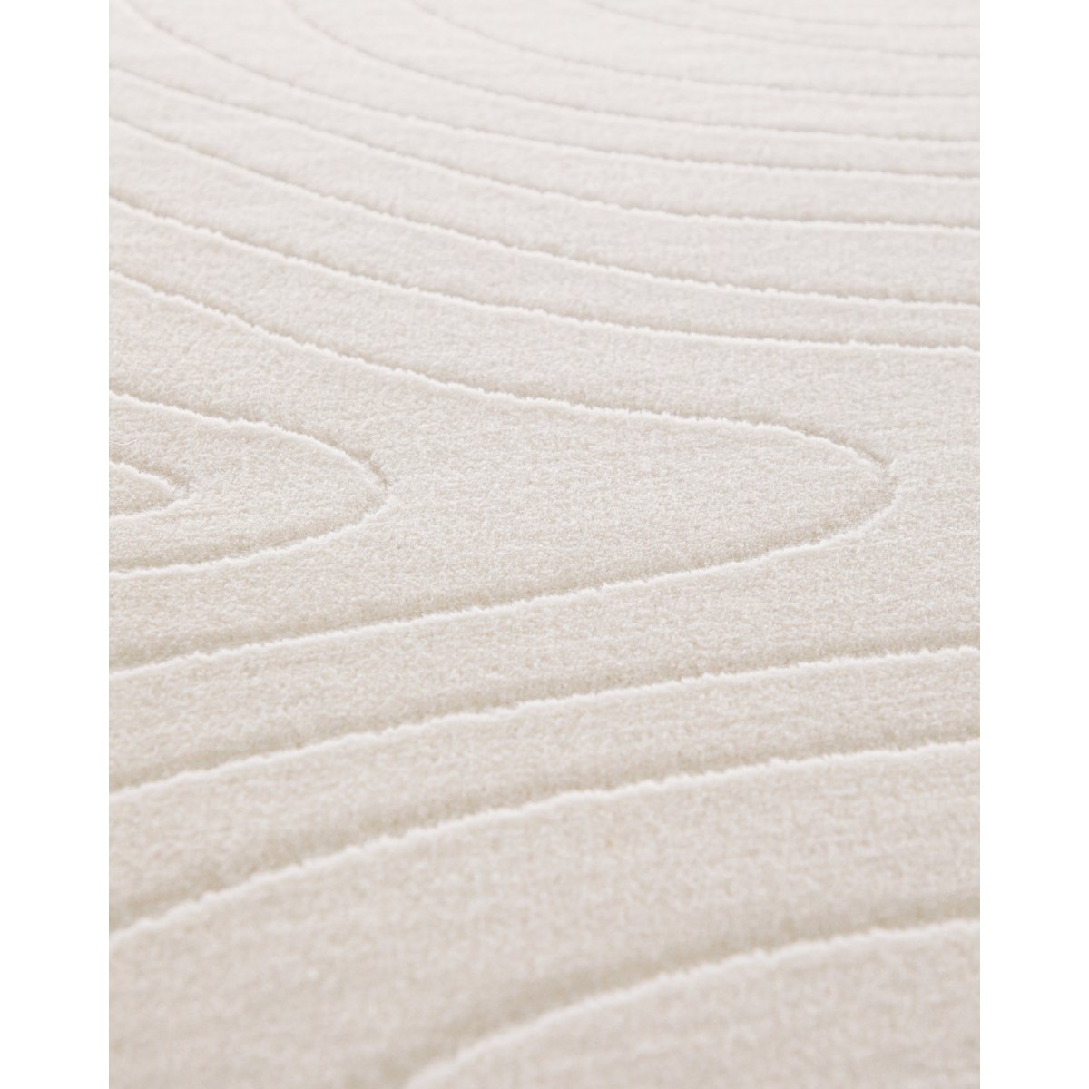 WECONhome Nuuk Flow, tufté, tapis poils courts, motif vague en relief, lavable, certifié OEKO-TEX® ,  Nuuk Flow crème blanc, WECON HOME