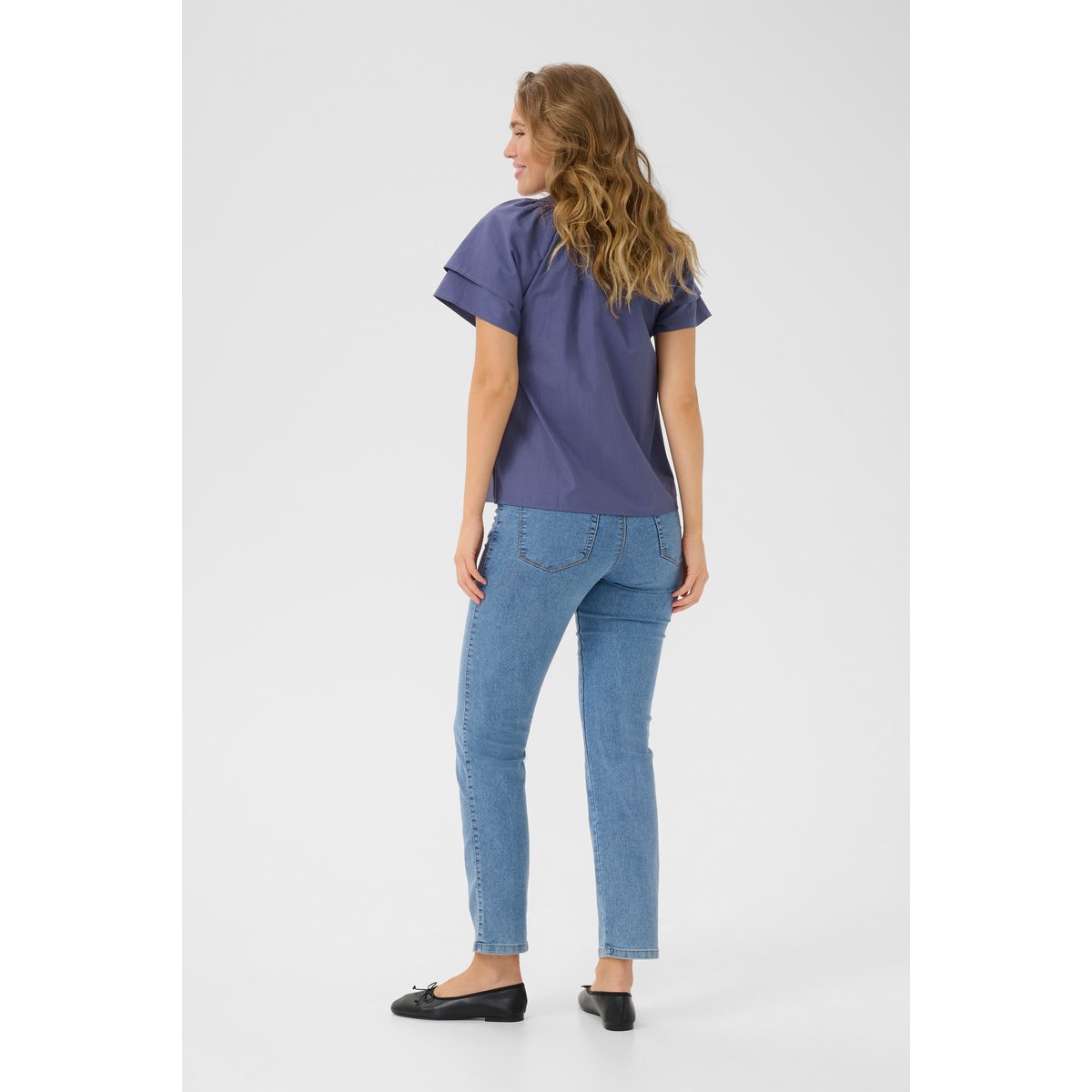 Blouse with short sleeve bleu blue indigo, KAFFE