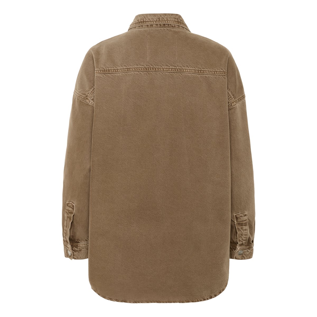 Chemise à manches longues marron tobacco brown washed, MY ESSENTIAL