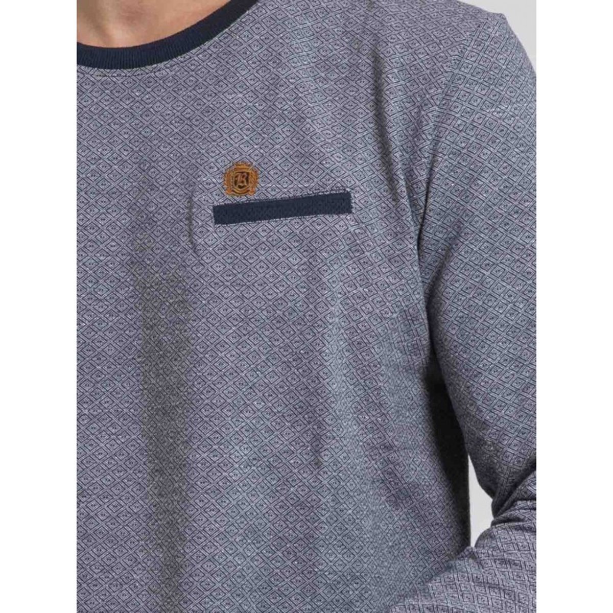 T-shirt Manches Longues Col Rond Pur Coton Jaramoji bleu marine, RITCHIE