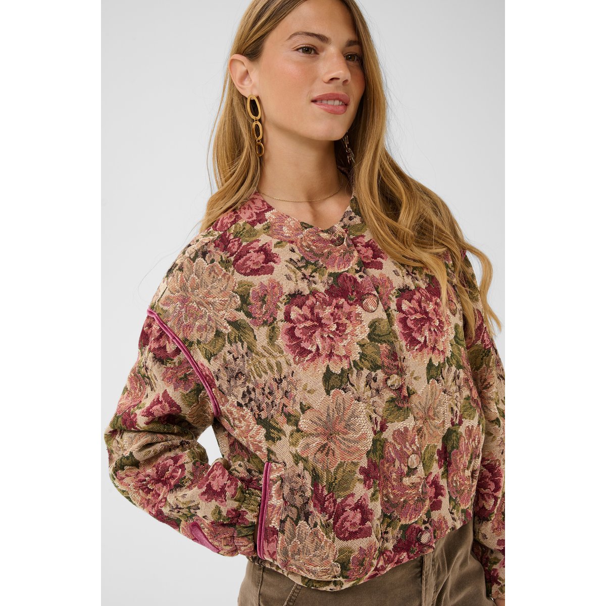 Veste rose vintage roses, CREAM