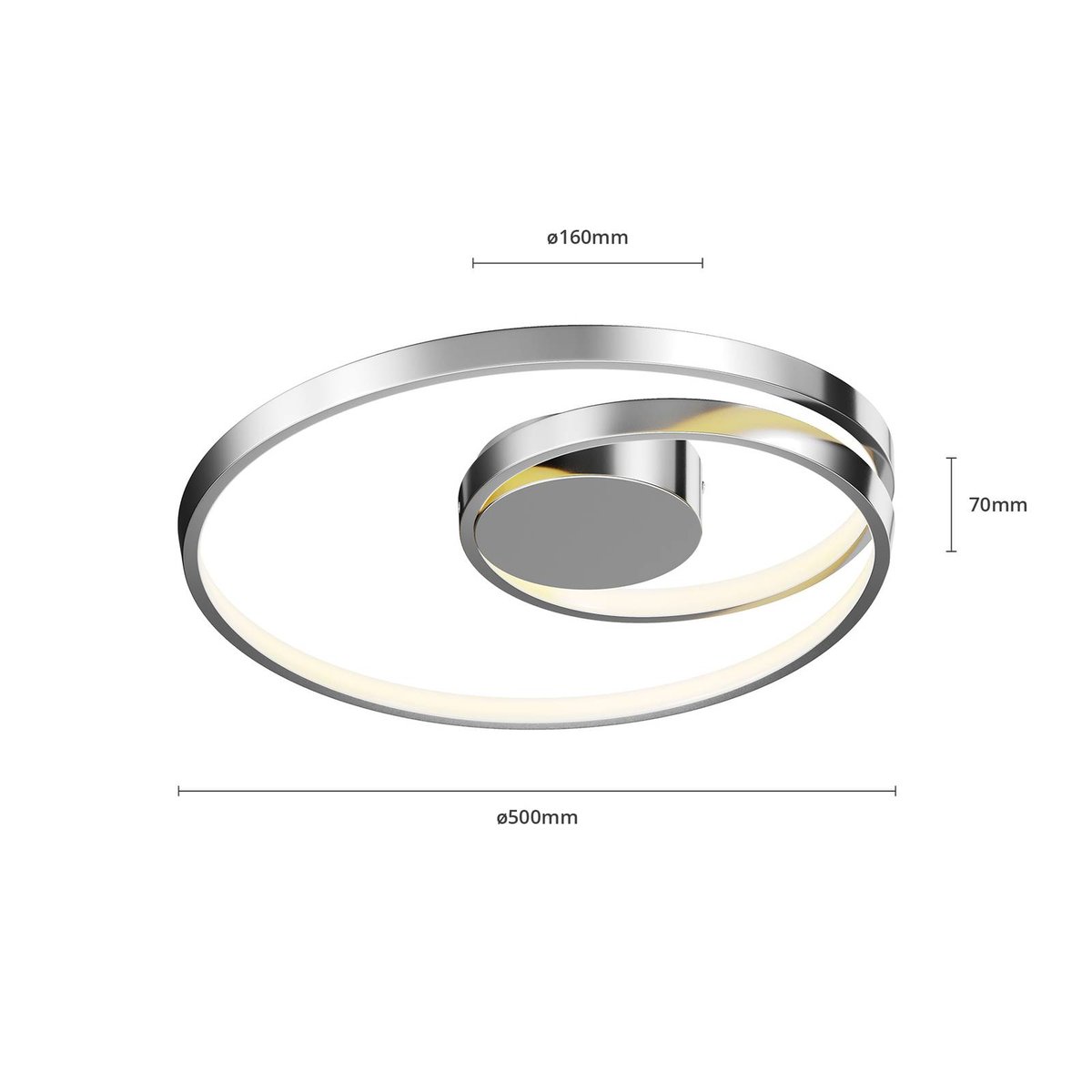Plafonnier en aluminium moderneLED, Maire chromé, LUCANDE