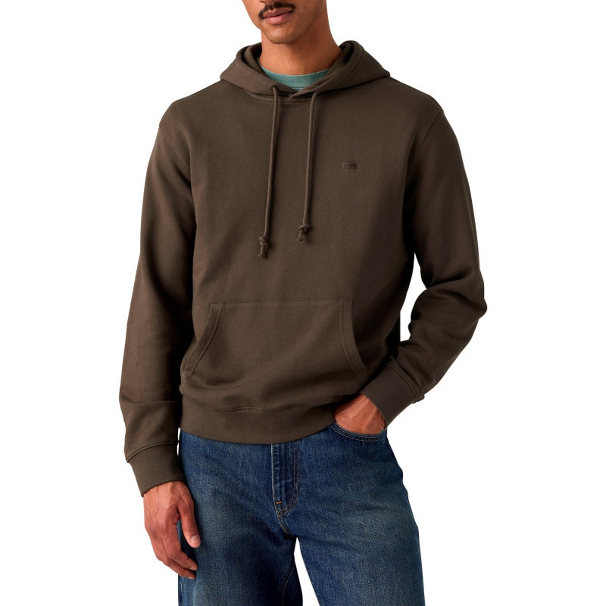 Sweat brun à coupe droite pourvu d'un col à capuche avec cordon de serrage brun, LEVI'S
