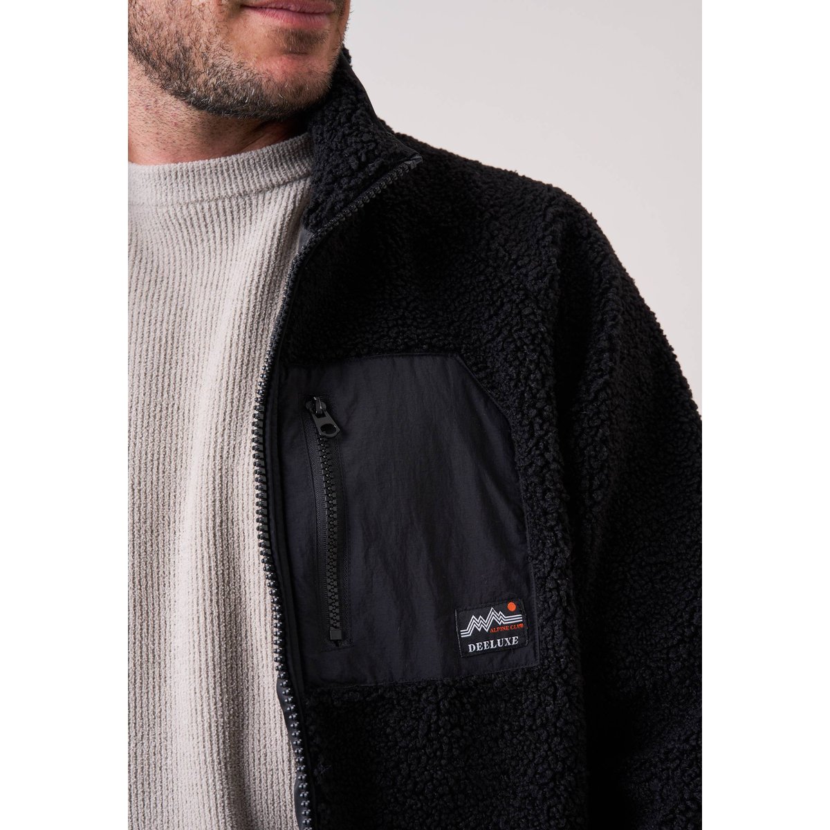 Veste regular homme effet sherpa HAZE black, DEELUXE