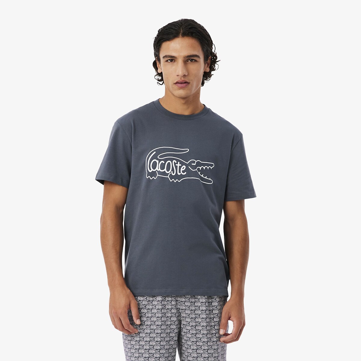 Pyjashort en jersey imprimé crocodiles gris-2si, LACOSTE