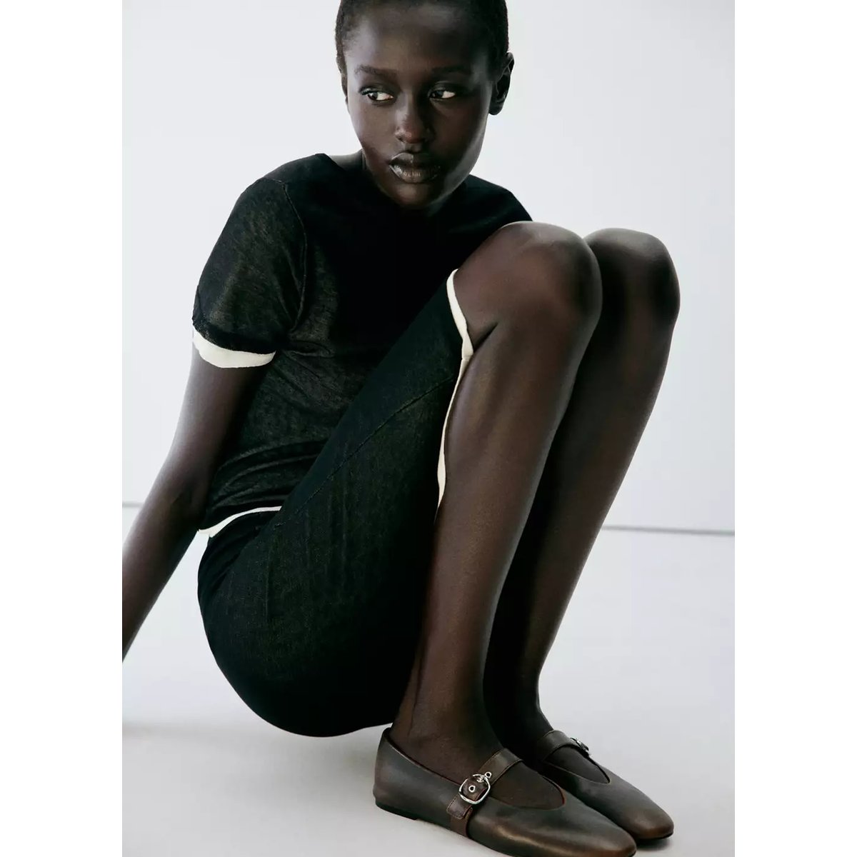 Ballerines cuir boucle chocolat, MANGO