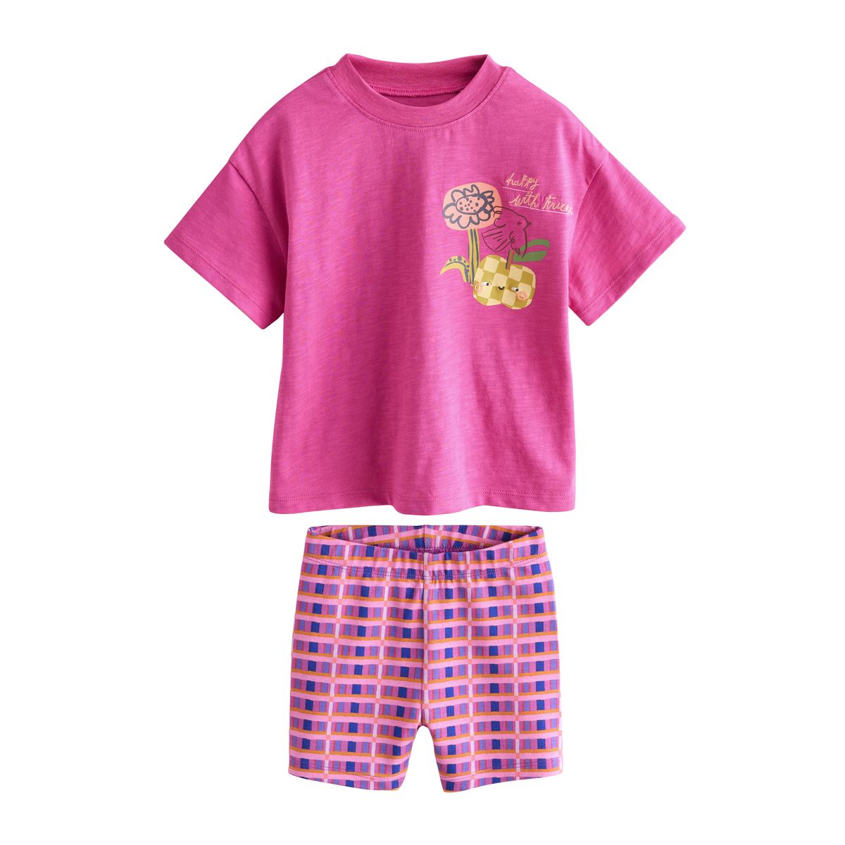 Short cycliste et haut, lot de 2 rose/orange, NEXT