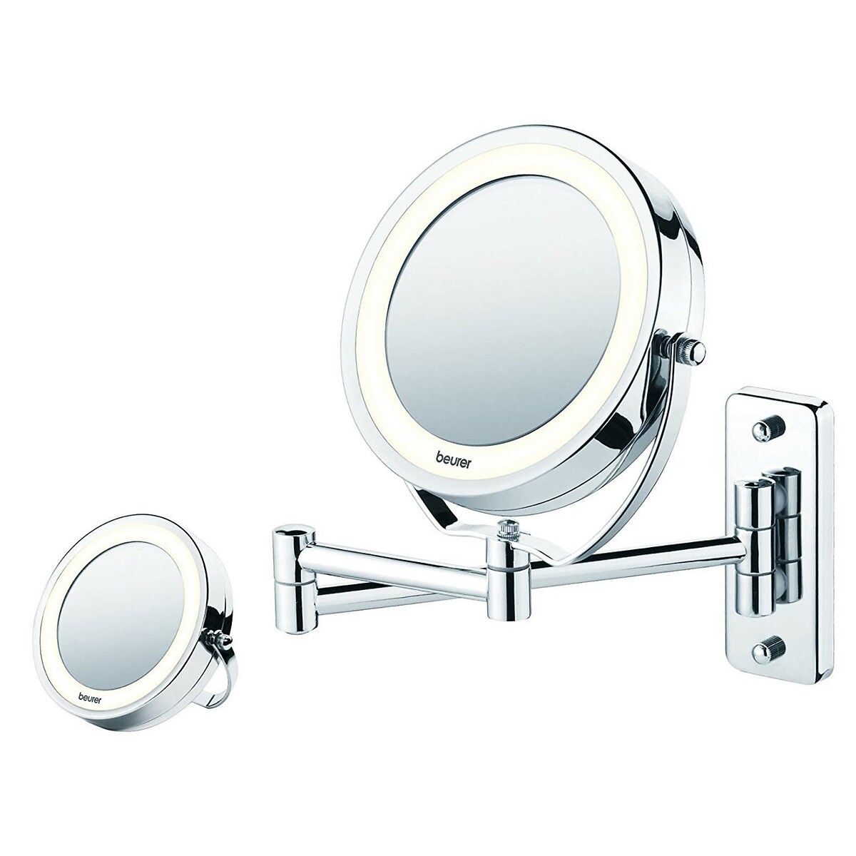 Miroir mural et sur pied grossissant lumineux BS59 gris chromé, BEURER