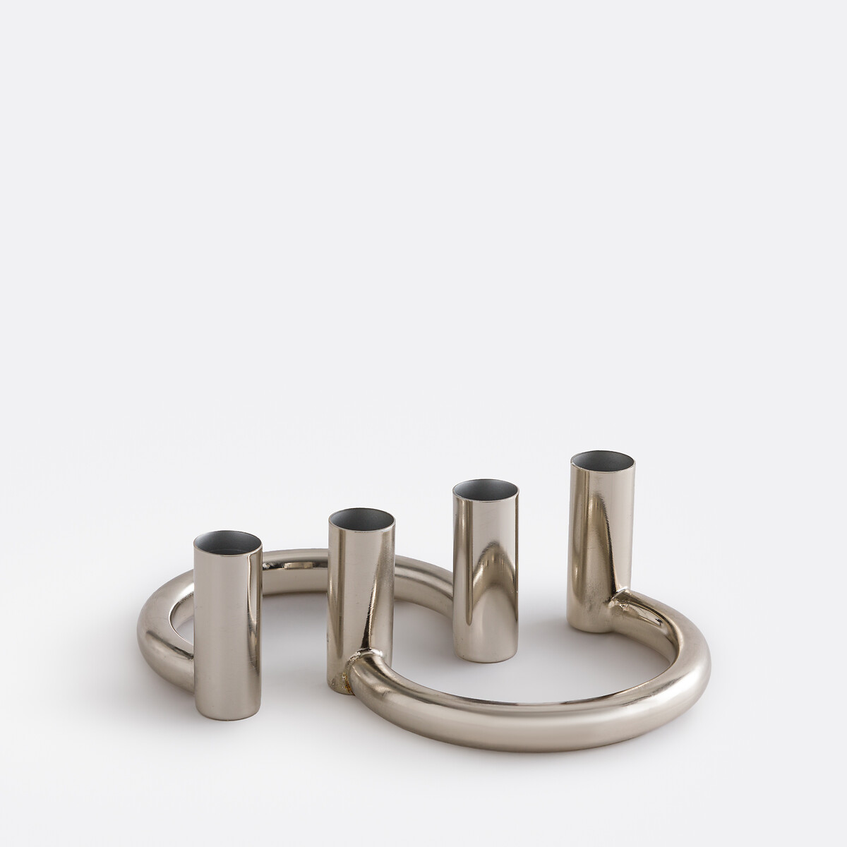 Set of 2 Ornéo Chrome-Plated Iron Candle Holders, Height 6.5cm chrome, LA REDOUTE INTERIEURS