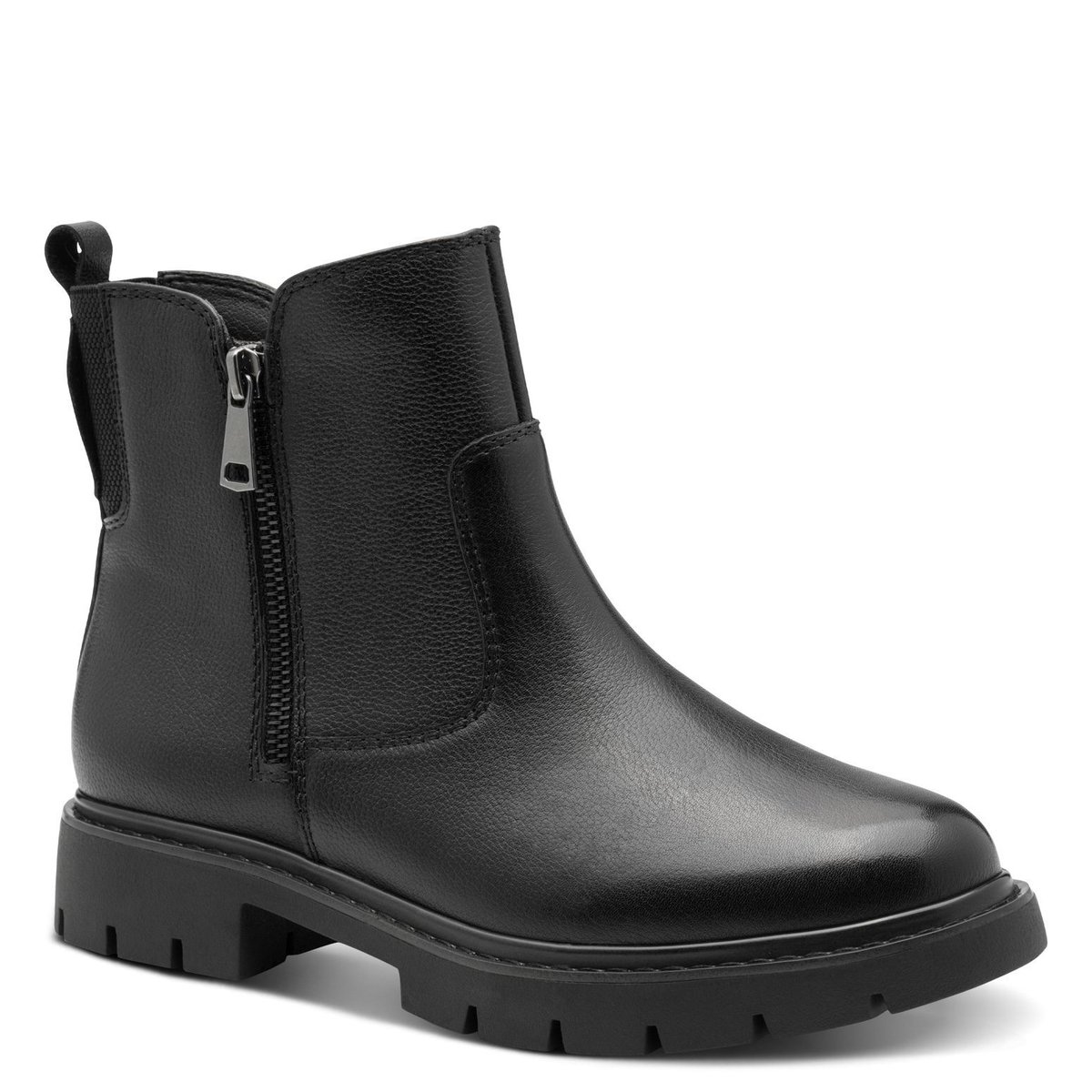 Bottine en cuir noir, TAMARIS