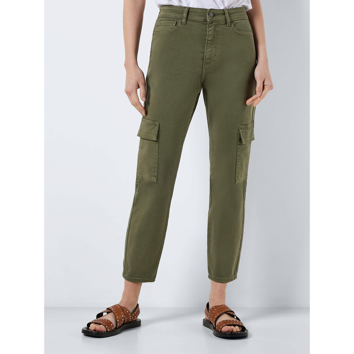 Pantalon cargo, taille haute kaki, NOISY MAY
