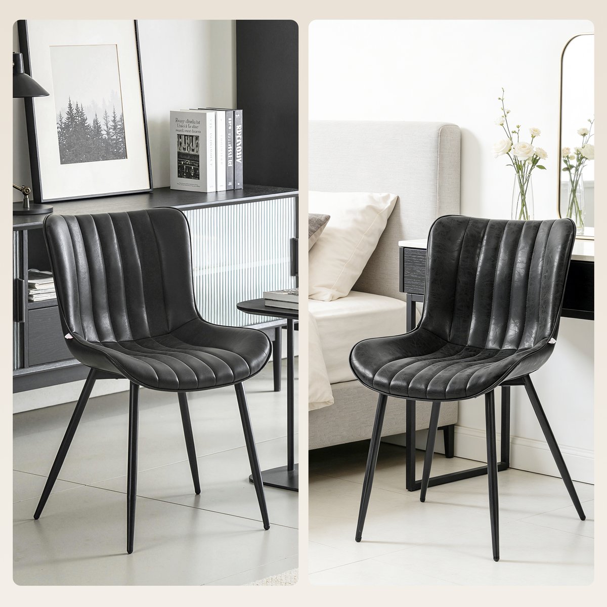 Chaise de salle à manger Revêtement noir, HOMCOM