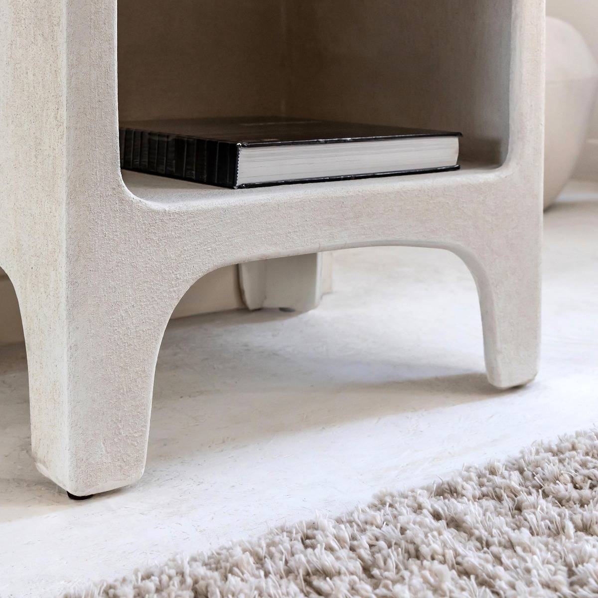 Bibliothèque en bois effet béton blanc  DANAÉ blanc, MADE IN MEUBLES 