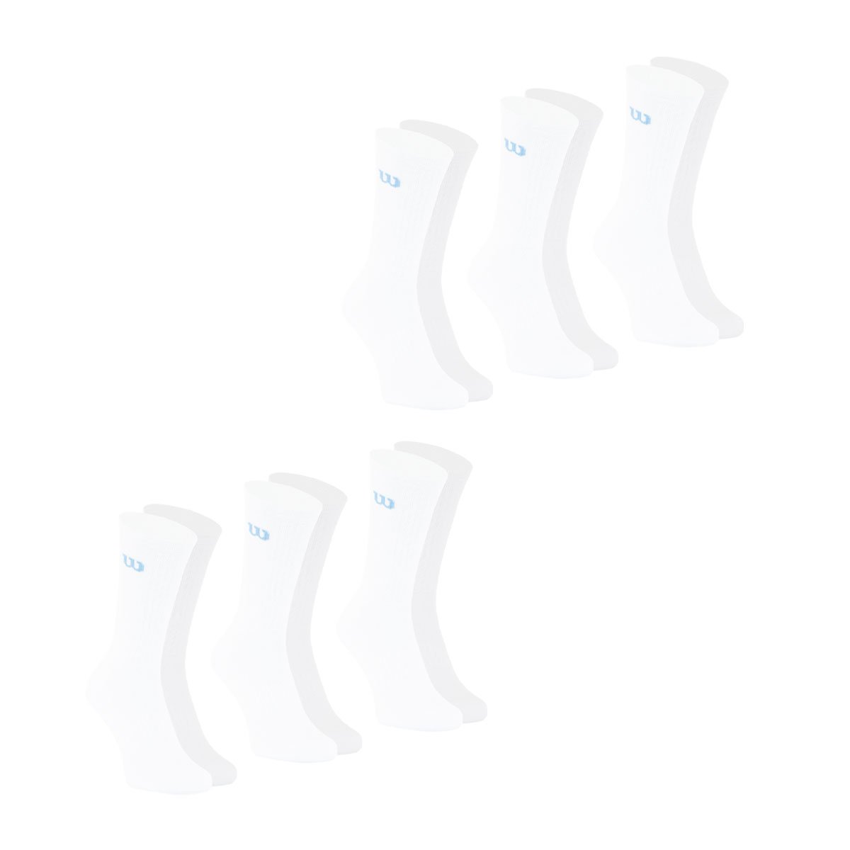 Chaussettes mi-hautes, lot de 6 paires, essentiel blanc, WILSON