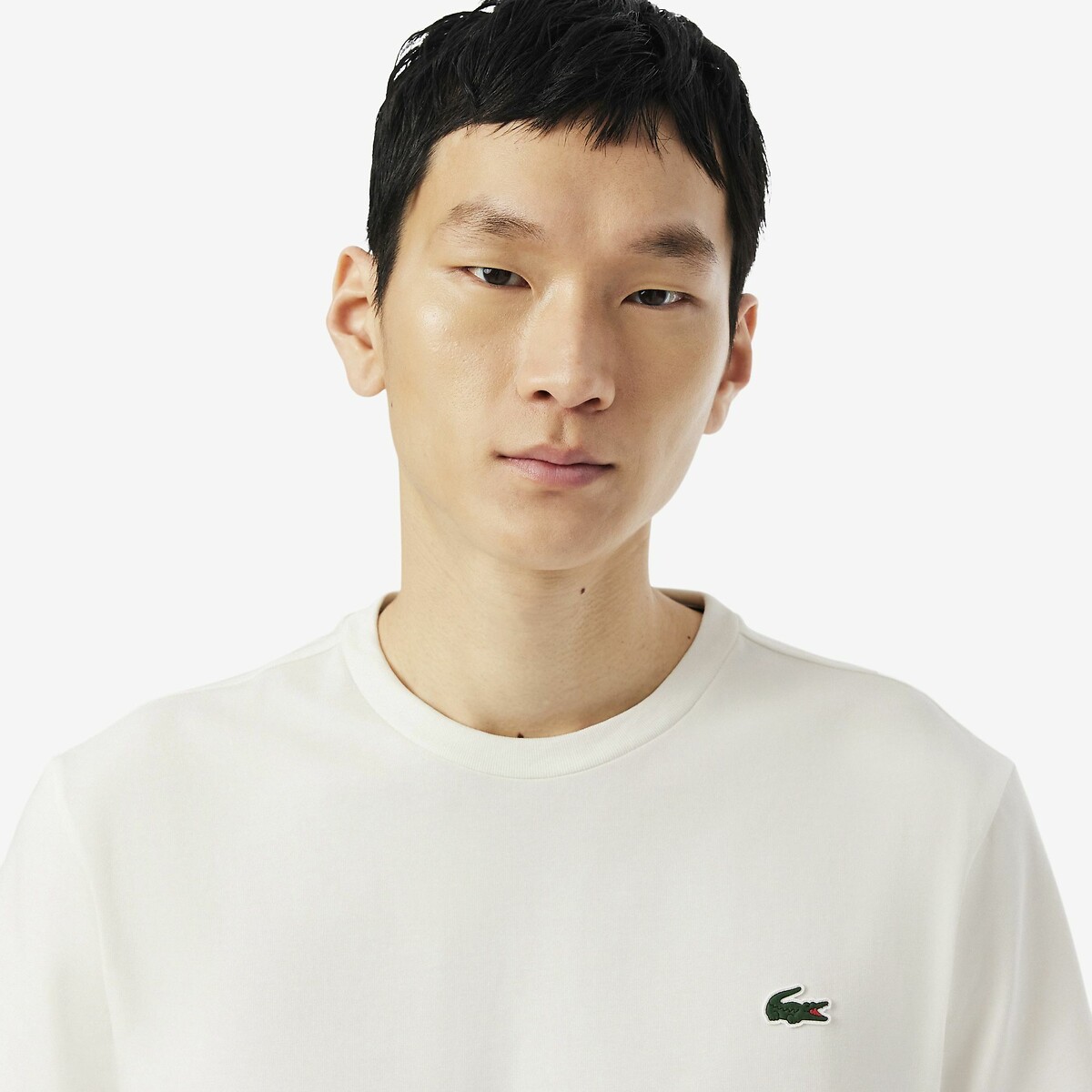 T-shirt manches courtes logo back ecru, LACOSTE