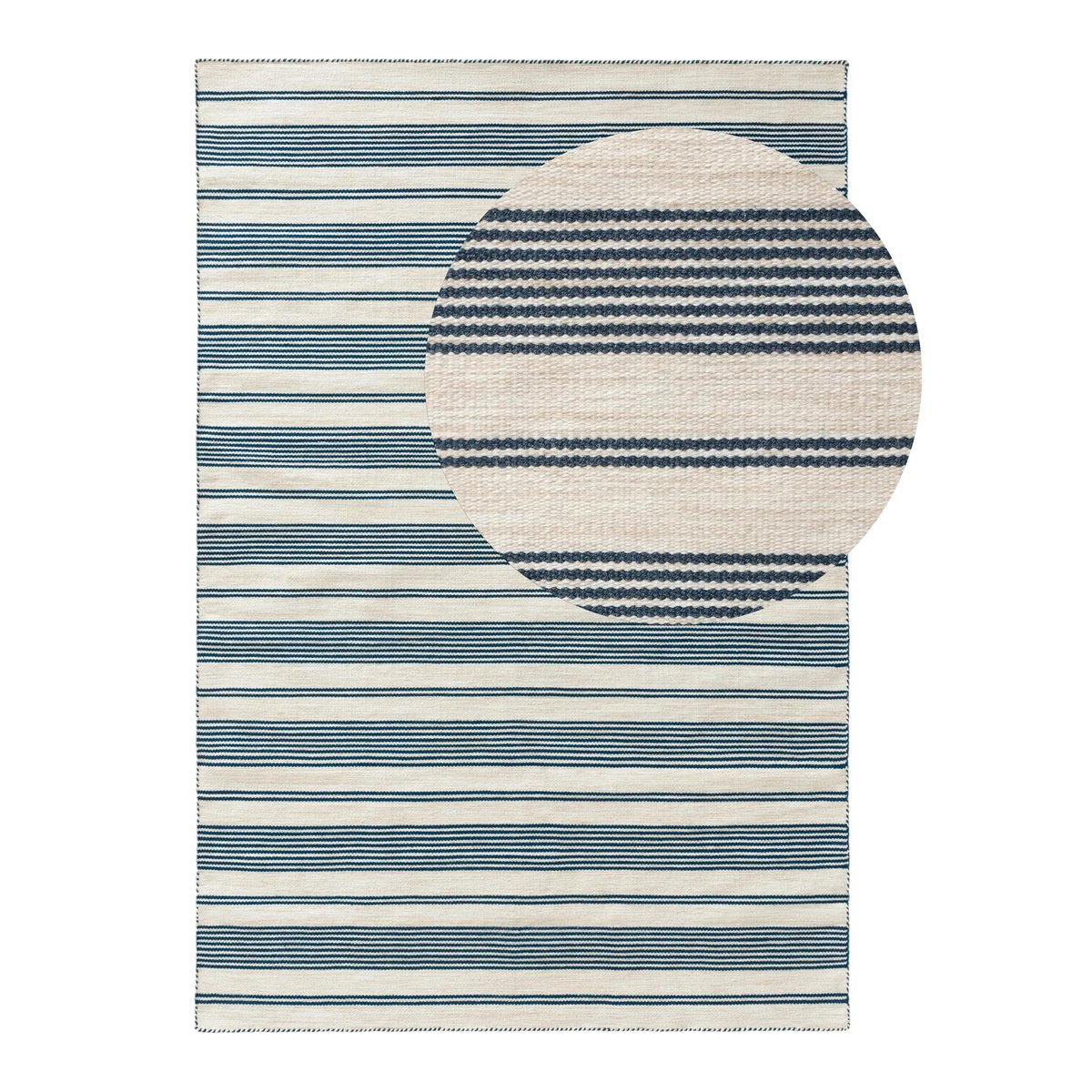 Tapis d'extérieur & intérieur tissé main RIDA beige/bleu, BENUTA