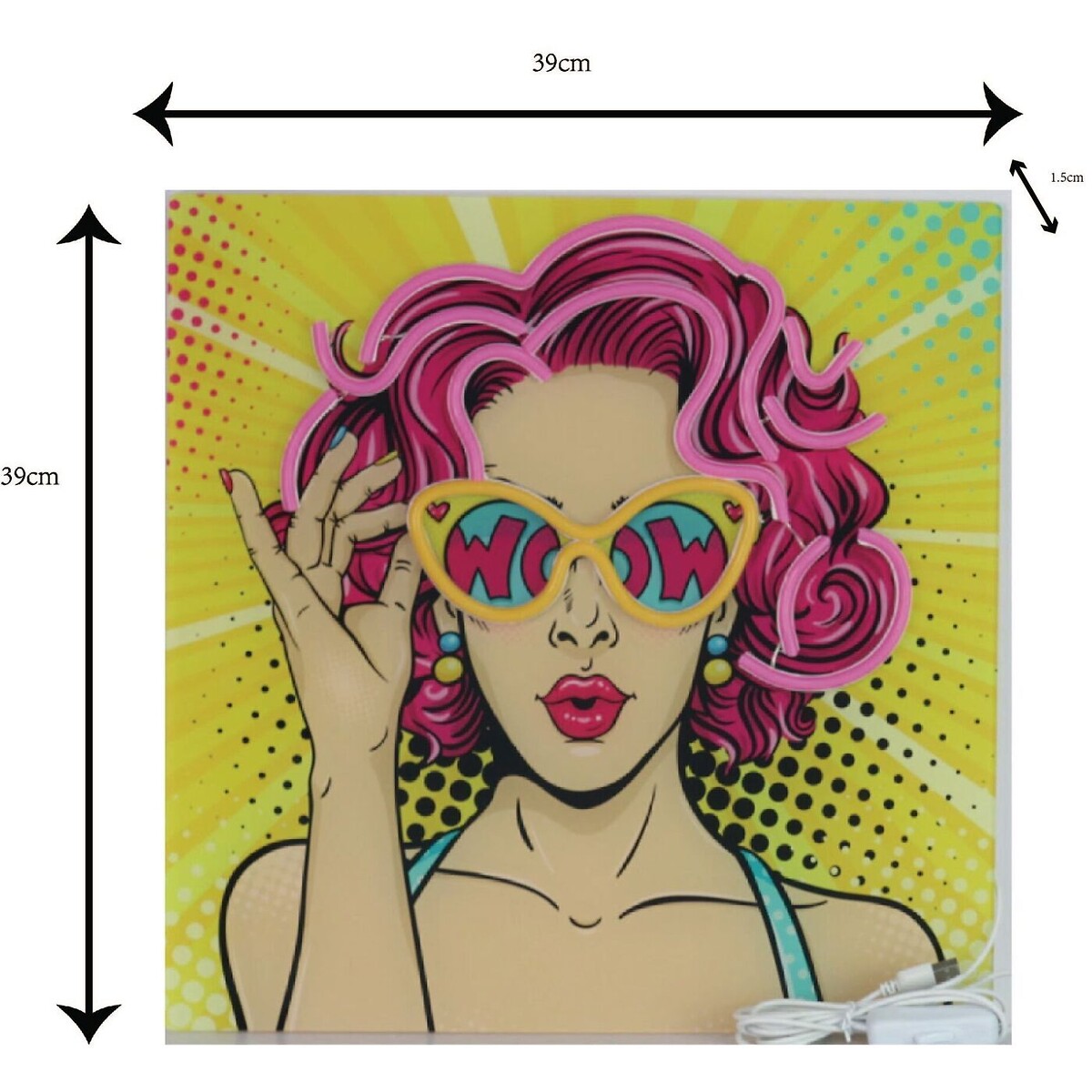 Tableau en verre Beauty LED 39x39cm multicolore, KARE DESIGN