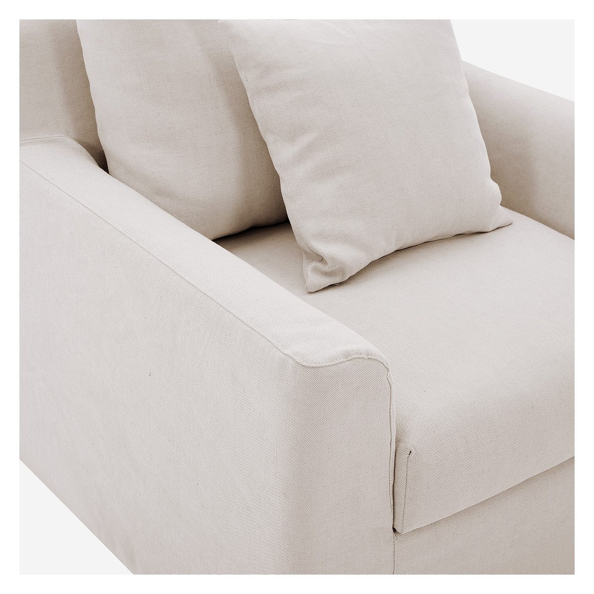 Fauteuil déhoussable en coton et lin garni de plumes OSTUNI beige, HABITAT