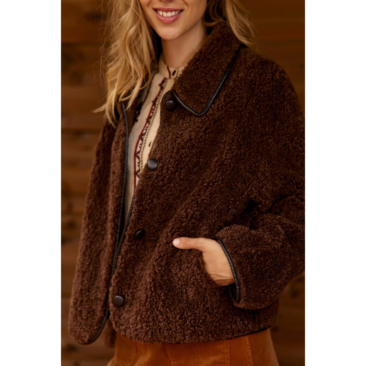 MANTEAU uni NATH 16-marron, LA PETITE ETOILE