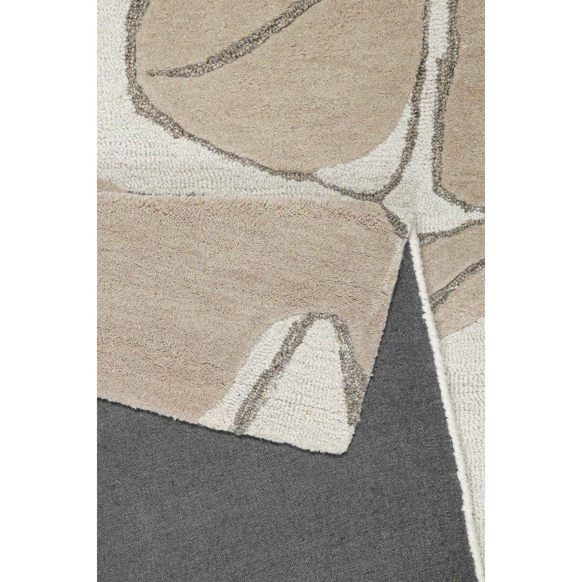 Tapis floral tufté main en laine , Tunia beige/crème chiné, WECON HOME