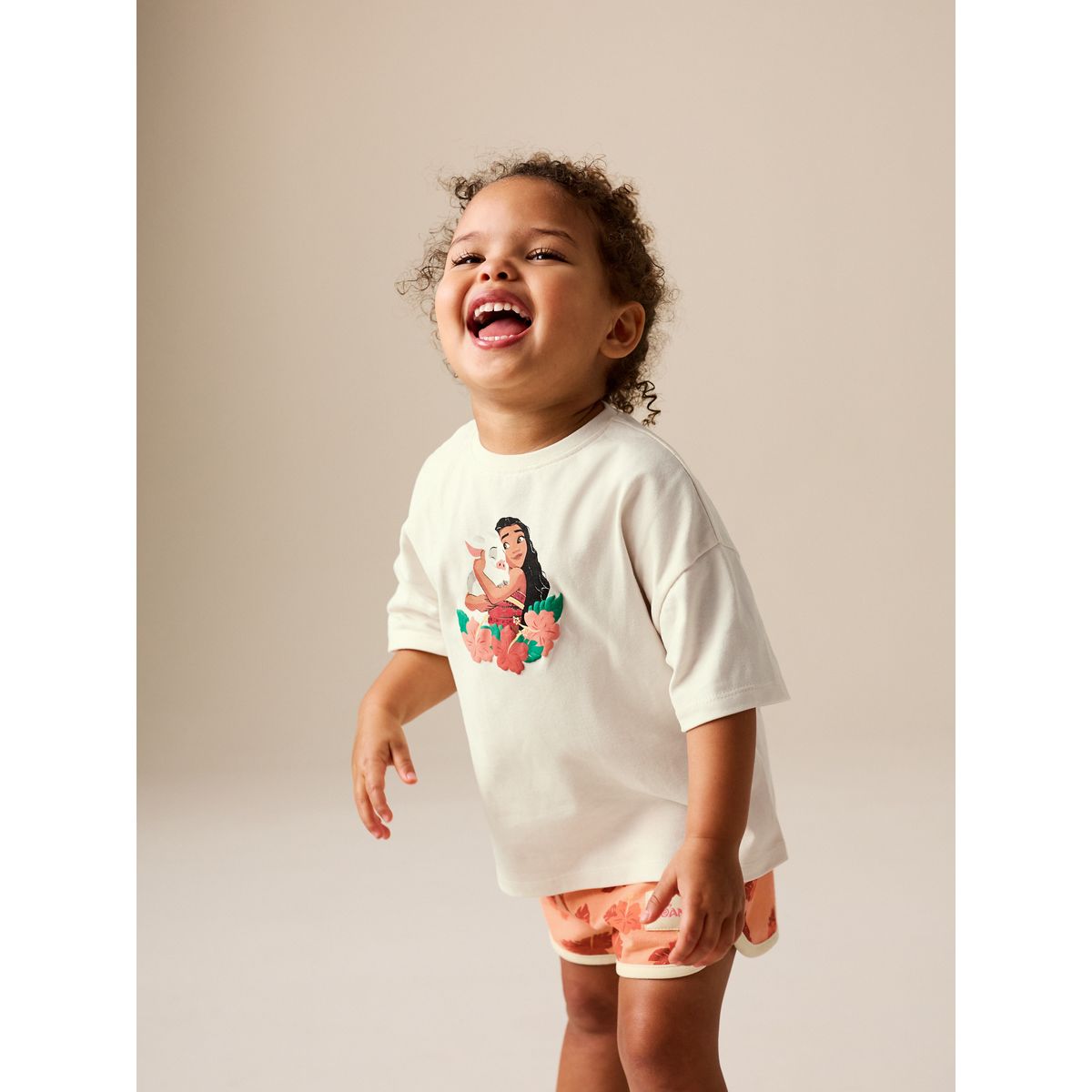 Haut à manches courtes et short disney moana corail/ecru, NEXT