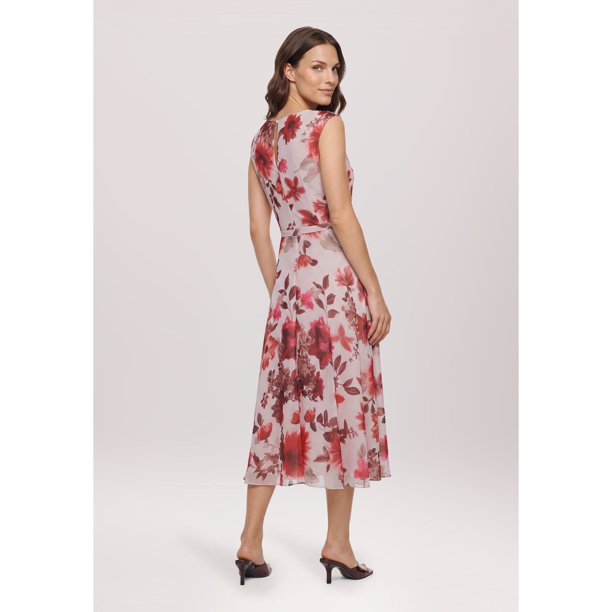 Robe de cocktail à imprimé cream/red, VERA MONT