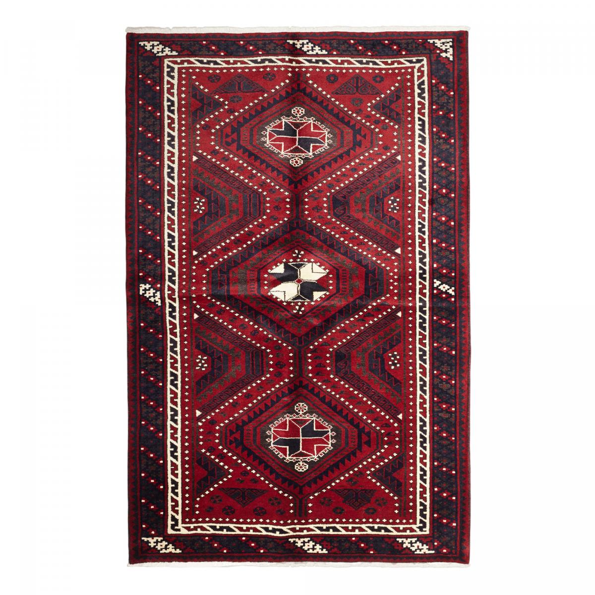 Tapis d'orient, motif oriental, noué main en laine, LORI 5 rouge, crème, noir, UN AMOUR DE TAPIS