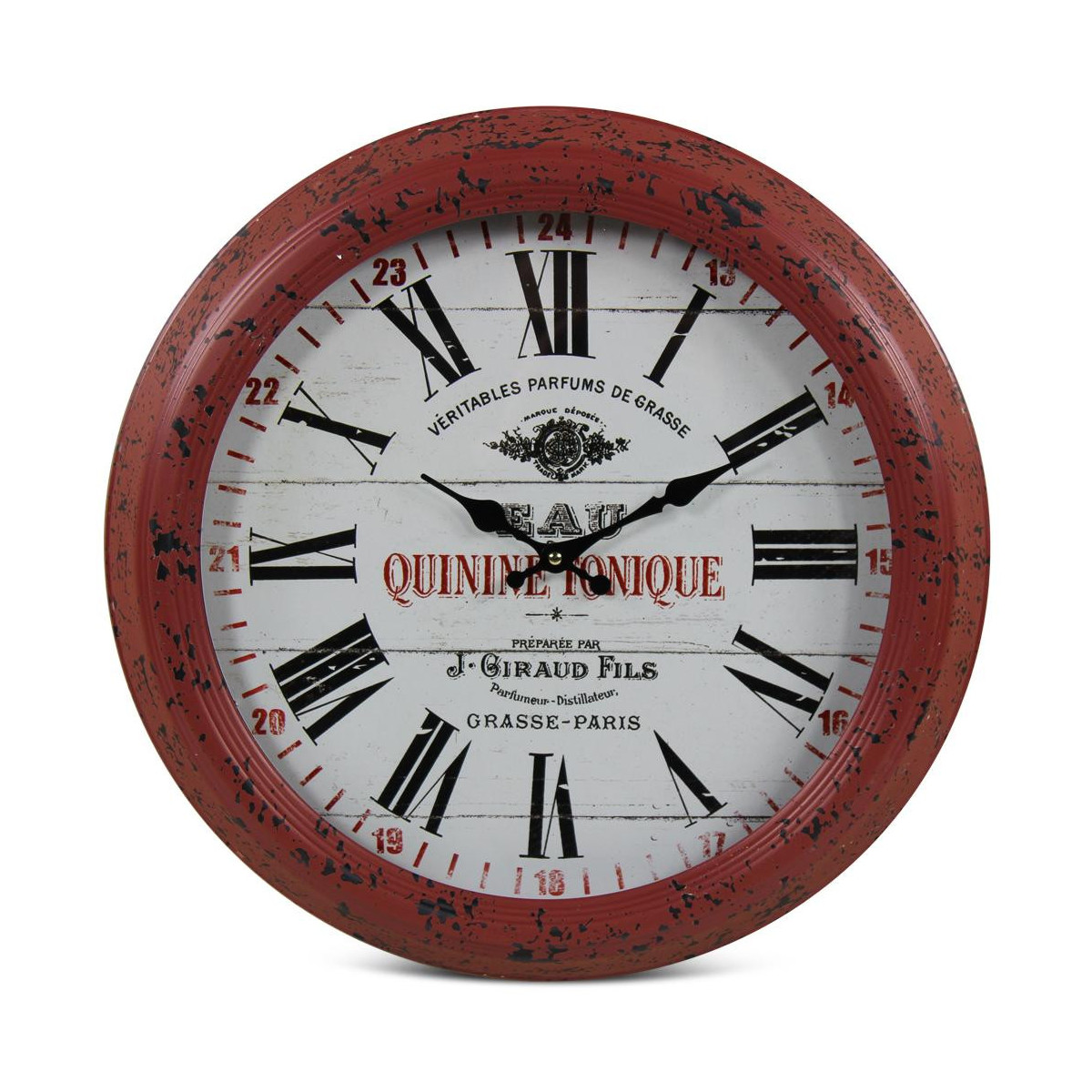 Horloge ancienne murale eau quinine tonique blanc, DECORATION D’AUTREFOIS