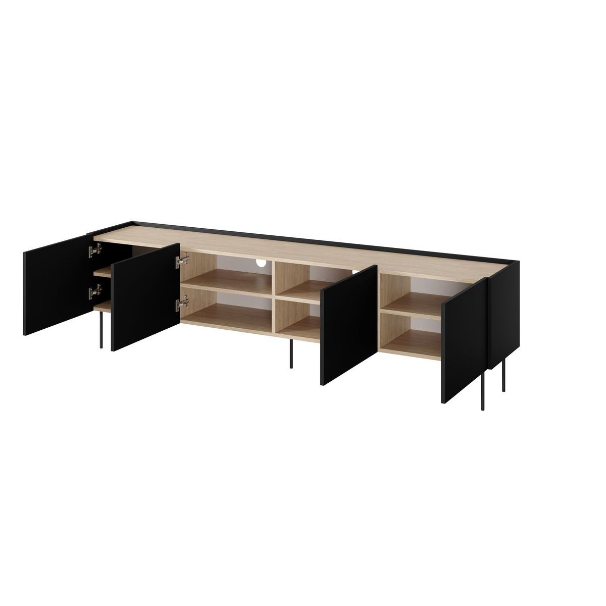 Meuble TV 220 cm panneaux de particules, ATLAS noir, BOBOCHIC