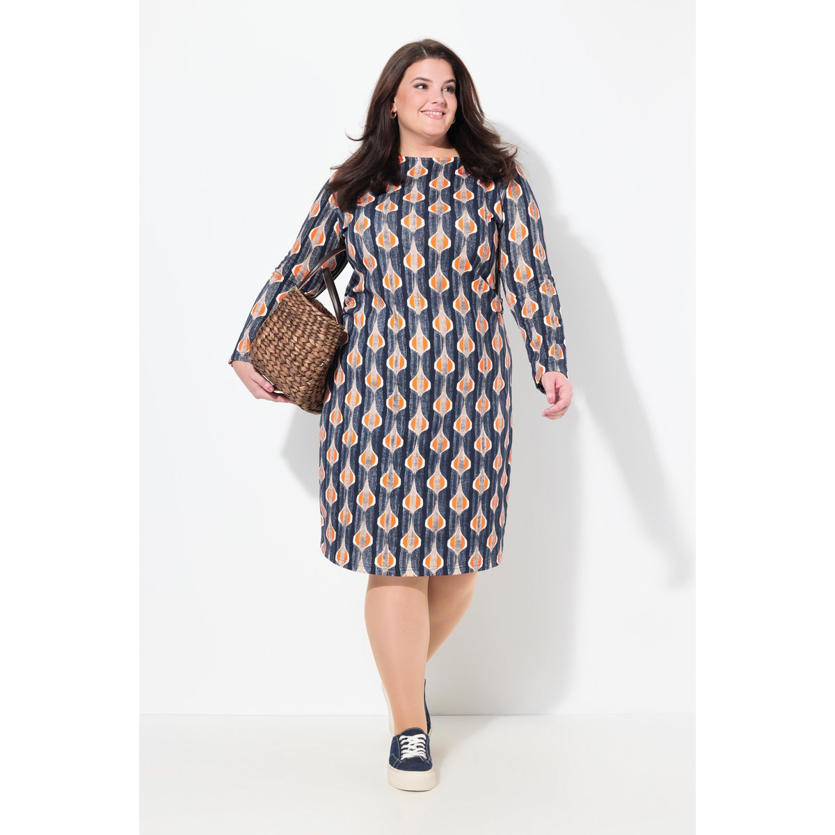 Robe en molleton de coton bio noir, ULLA POPKEN