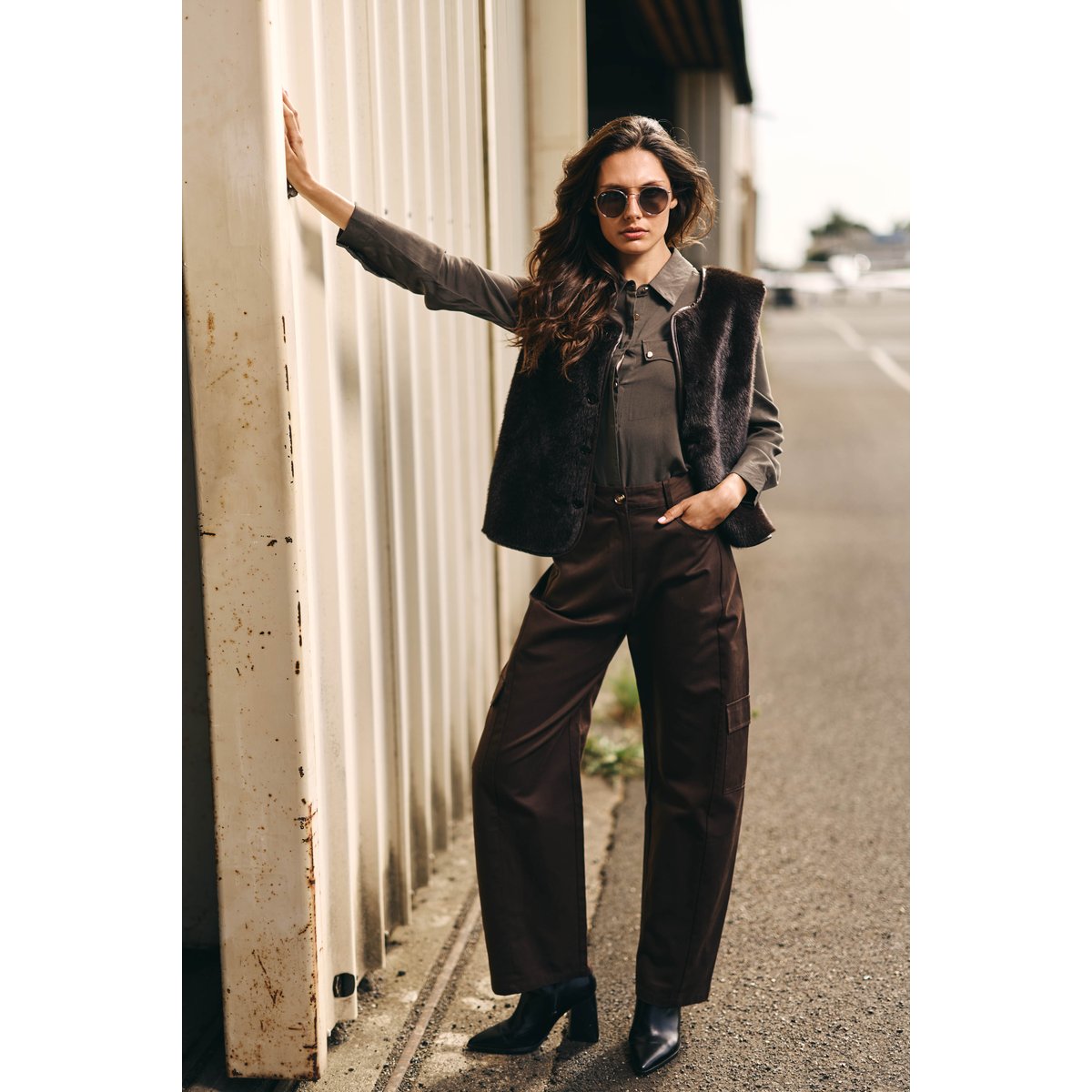 PANTALON uni PAZY 16-marron, LA PETITE ETOILE